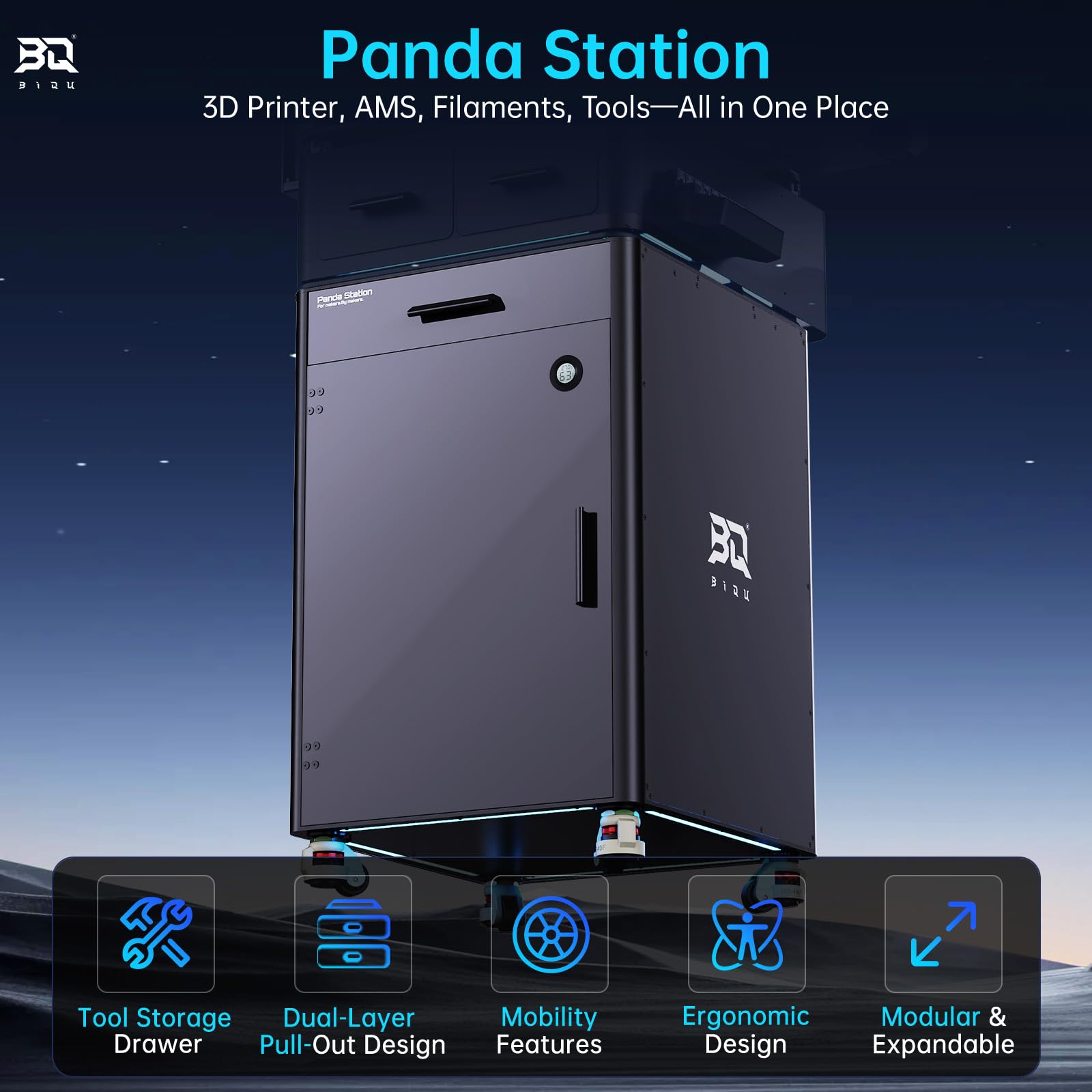 BIQU Panda Station-Tiroir de Rangement pour Outils pour Filament et AMS