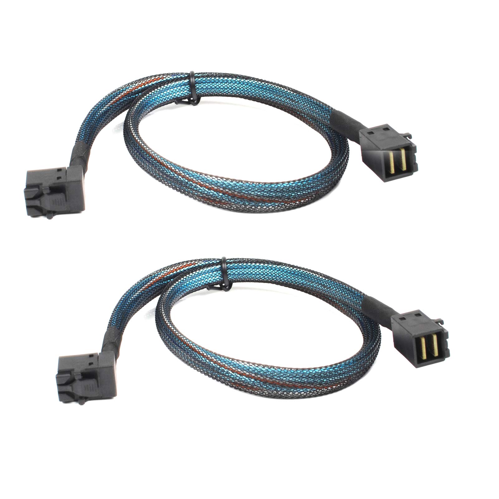 2PCS Heretom 36-pin Internal Mini-SAS SFF-8643 HD Right Angle to 36-pin Internal Mini-SAS HD Cable