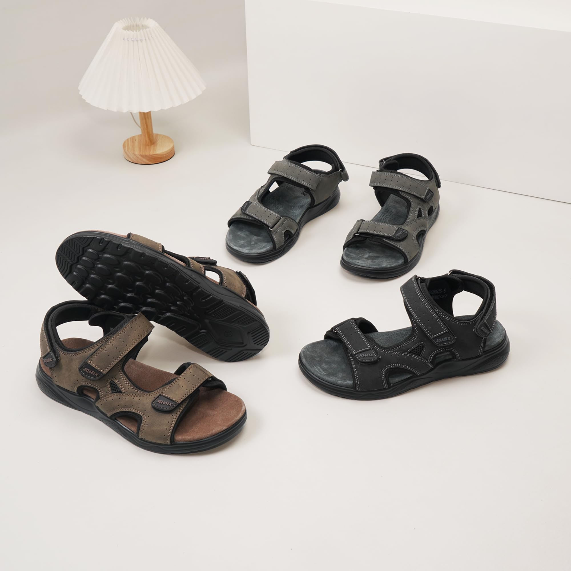 JOMIX Sandalias de Deporte Hombre para Senderismo y Caminar Sandalias de Marcha con Triple Cierre Adhesivo Suela Gruesa Amortiguadora Ergonómica y Antideslizante Verano