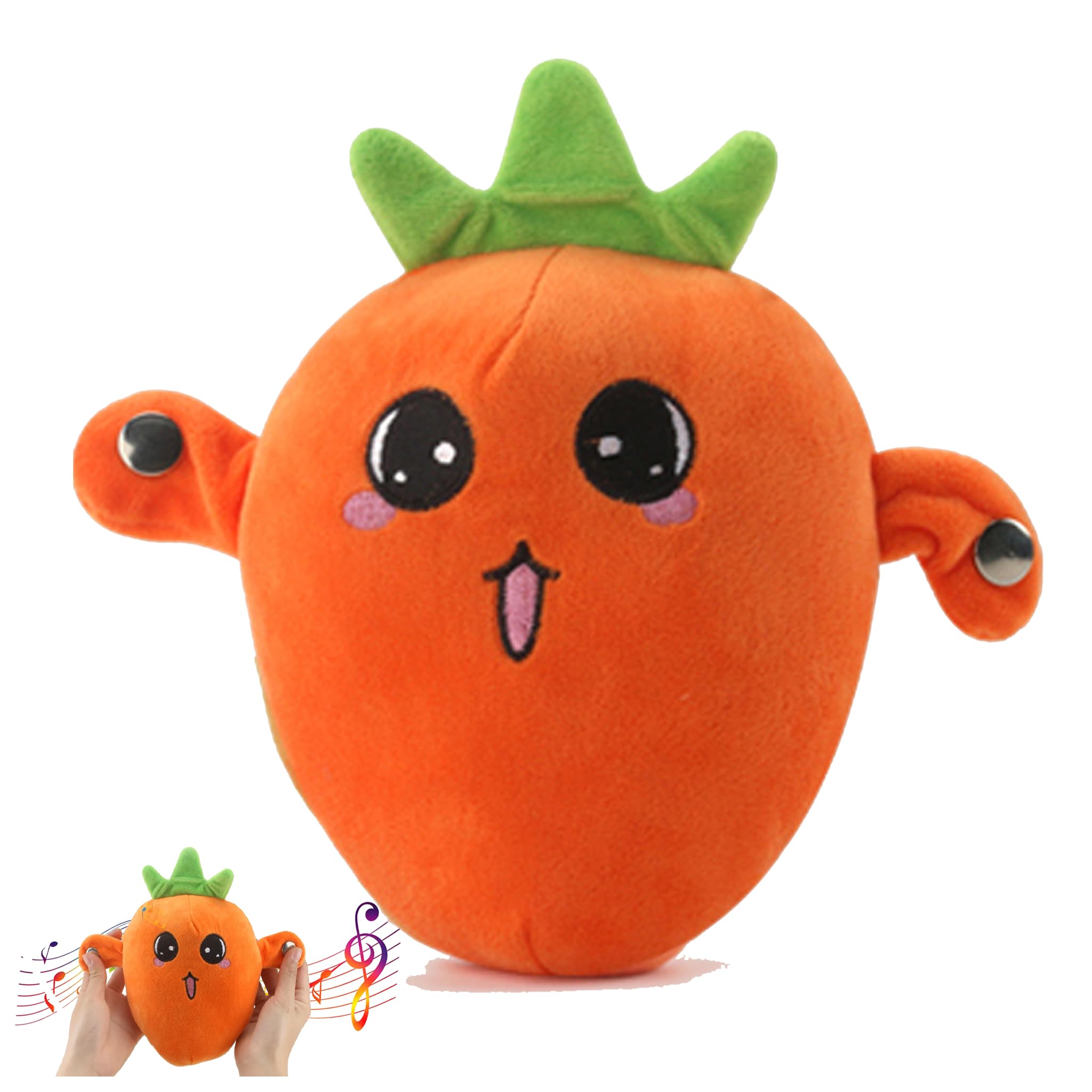 DONGTATA Interactive Music Plush Toy Touch Sensor Musical Stuffed Fruit Toy Educational Interactive Toys Soft Plush Toy for Babies Toddlers Kids Birthday Gift Carrot