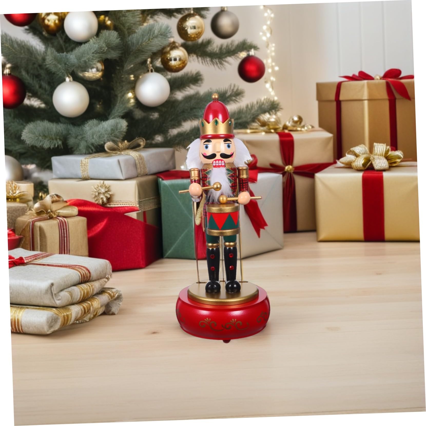 Mipcase Carillon in con Base Rotonda Scatola Musicale Natalizia Carica Manuale Decorazione Festiva per Soggiorno e Feste Natale