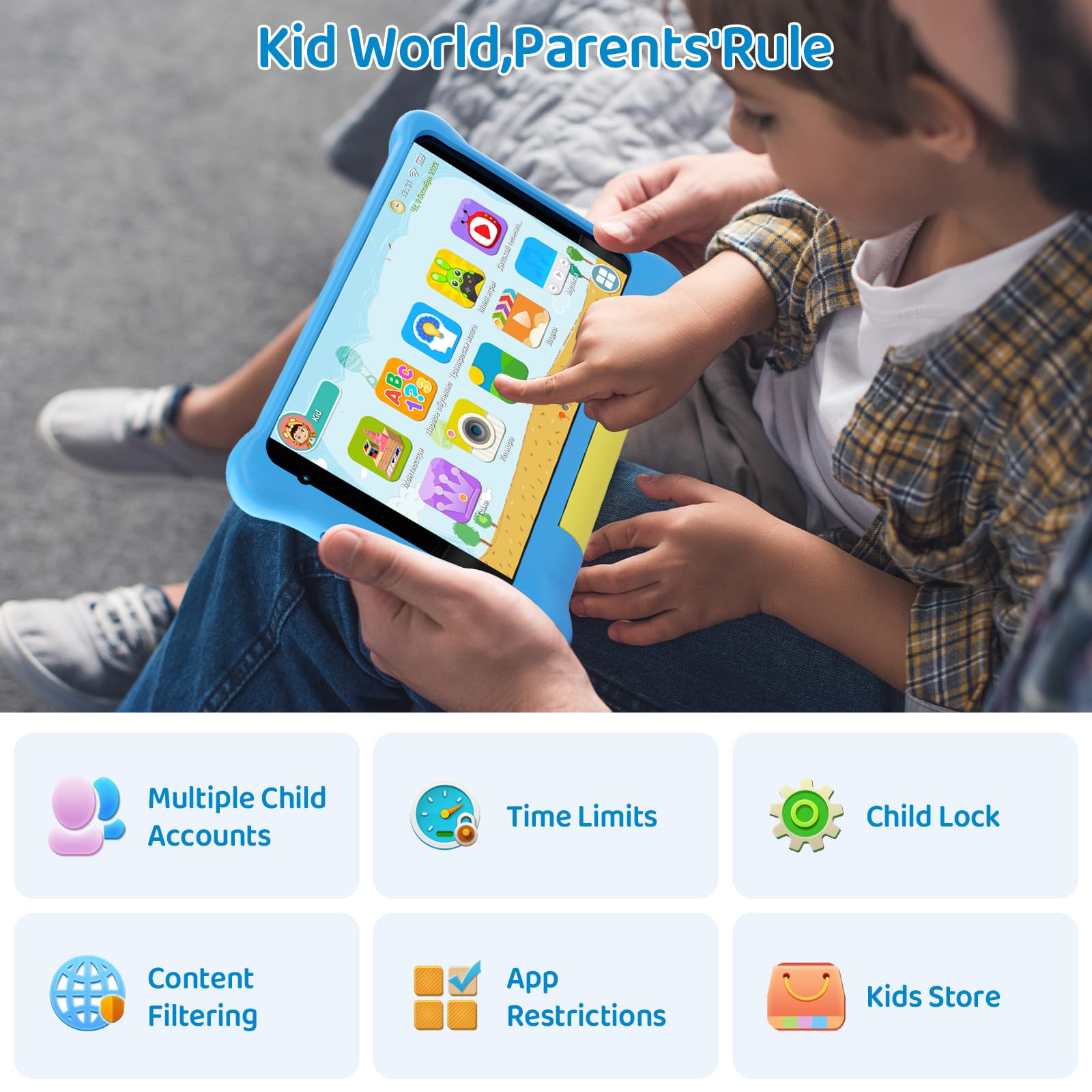 Android 13 Tablet Bambini 7 pollici, Tablet per Bambini 5 GB+32 GB
