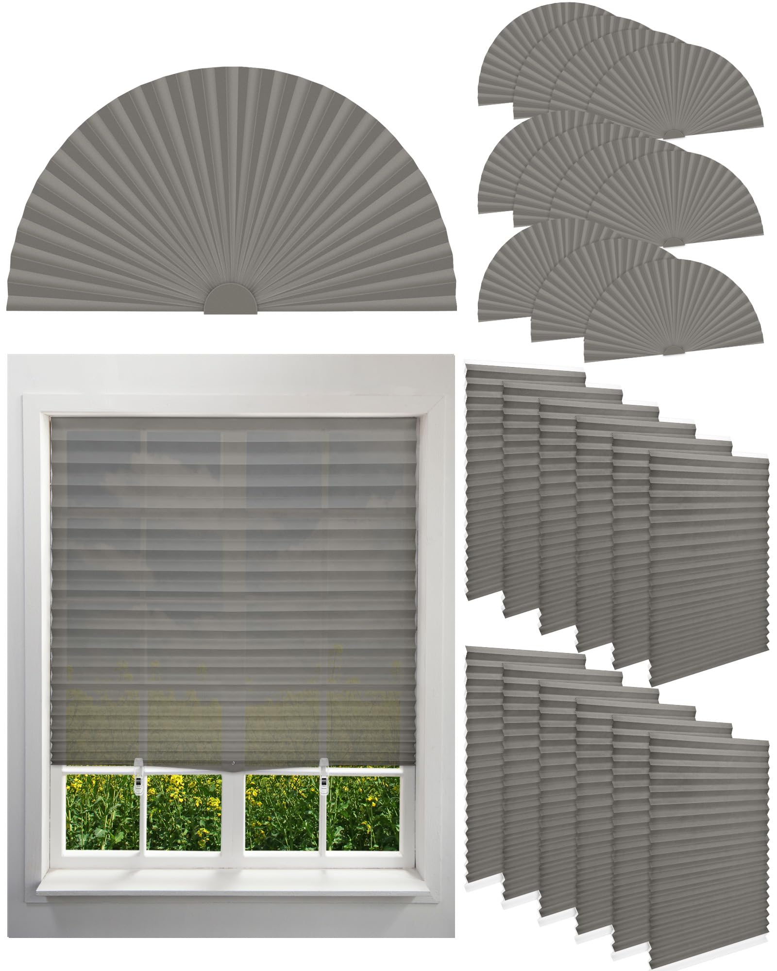 Photo 1 of Kigley Temporary Pleated Shades - Grey, 35"x71" & 18"x36"