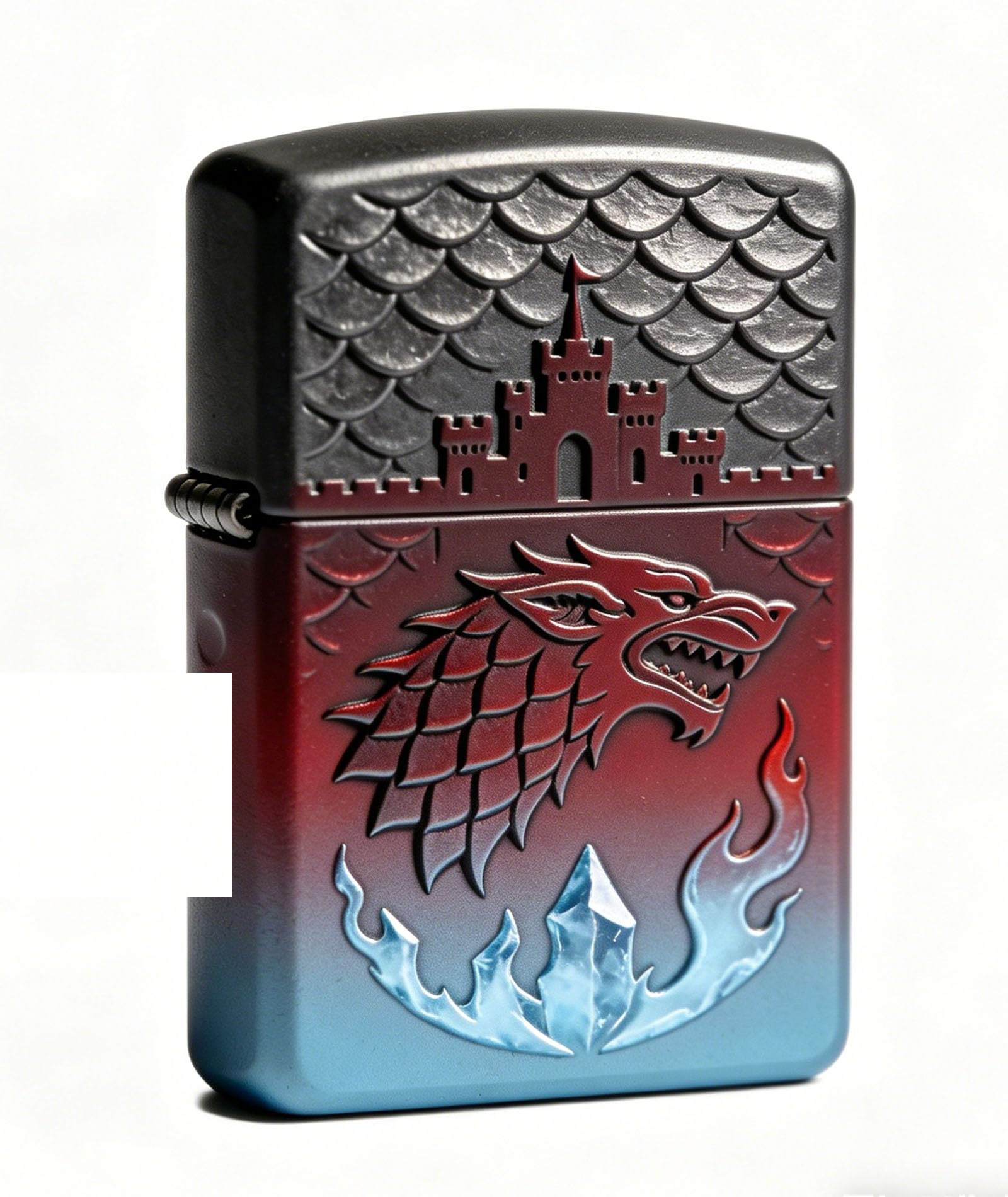 Cool Dragon Castle Carved Kerosene Lighter Windproof Reusable Wheel Grinding Fire Lighter for Outdoor Indoor Use (B)