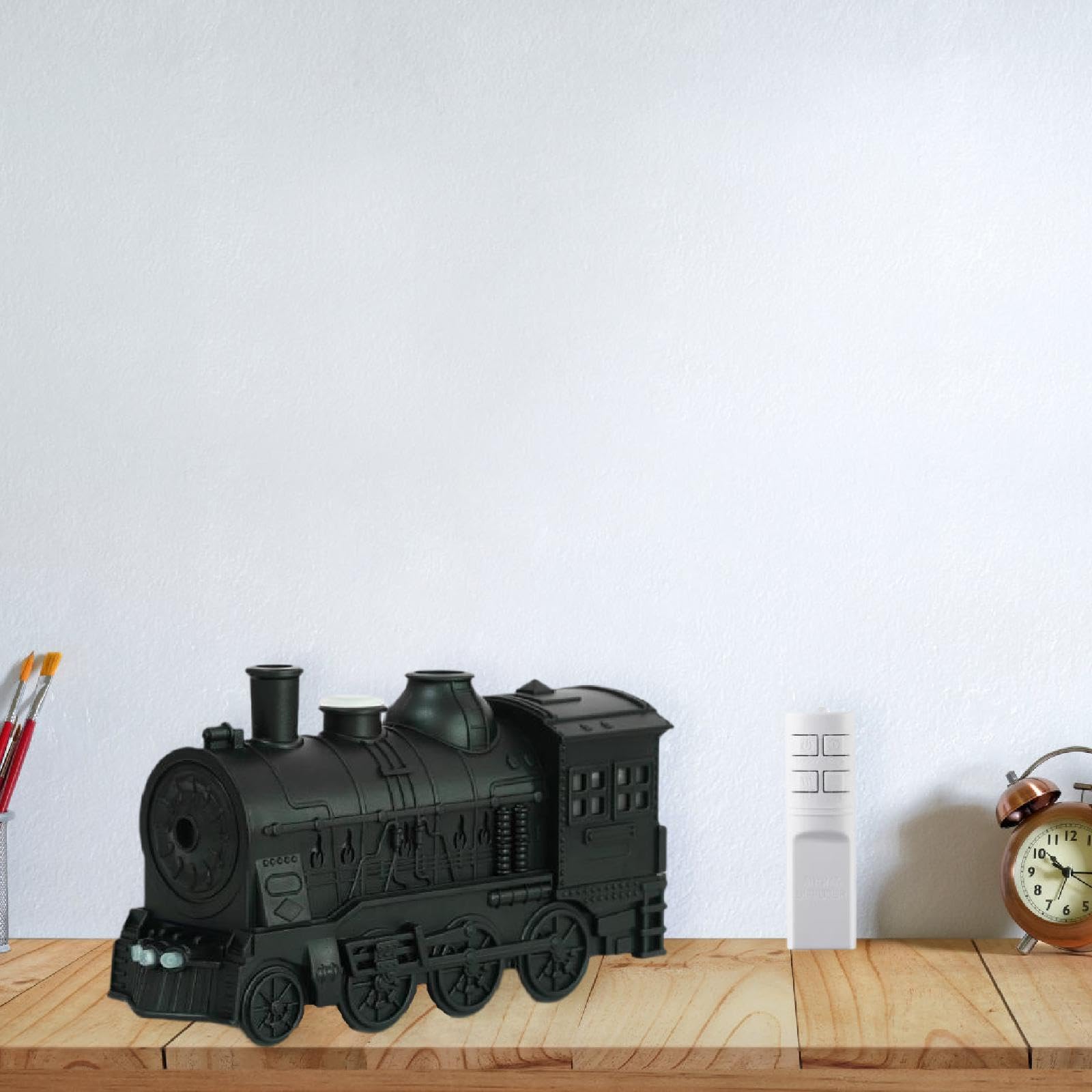 perfk Retro Train Diffusor für ätherische Öle, Luftbefeuchter, EU 220 V Stecker, Aroma-Diffusoren mit Fernsteuerung für Fitnessstudio, Spa, Wohnzimmer, Zuhause, Schwarz