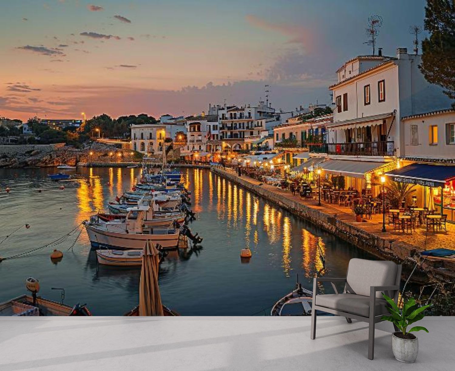 UYS69Z5PGPeel and Stick Wallpaper ES Castells Town Menorca Canvas Wallpaper Self Adhesive Wall Decals Removable Wall Mural for Room Decor Bedroom Living Room