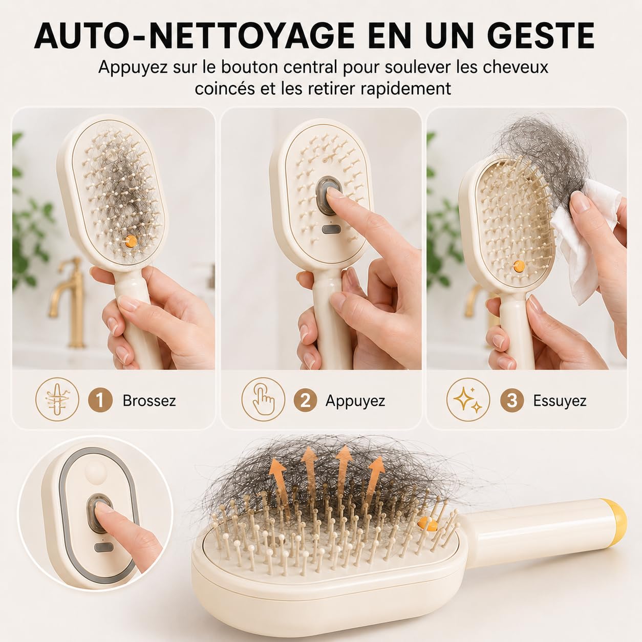 Peigne De Massage Electrique a Spray, Brosse Vapeur Cheveux 5 en 1 avec Brume Fine, Mode Lumière Rouge, Nettoyage Rétractable, Anti-Nœuds et Antistatique pour Cheveux Frisottés (Rose)