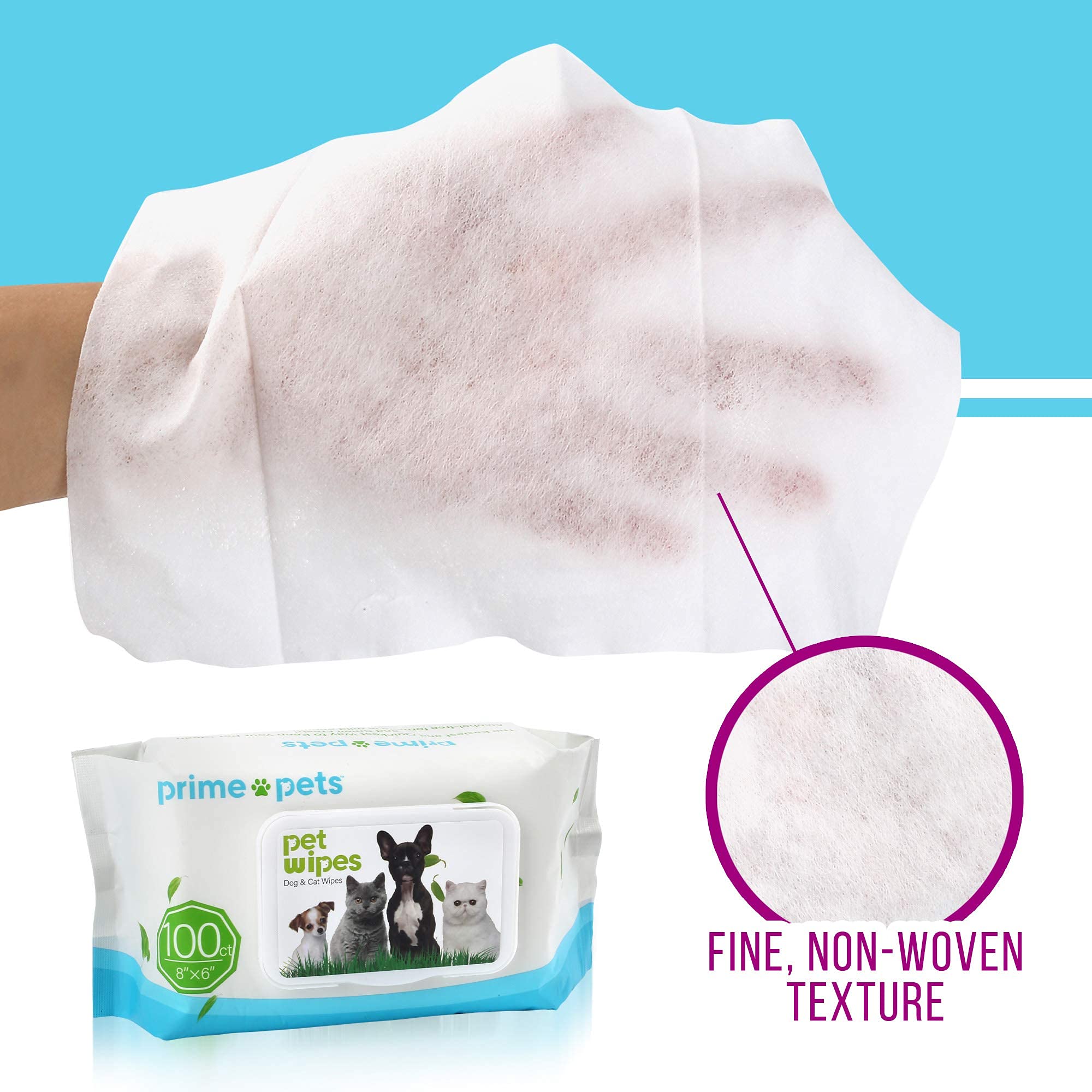 PrimePets 300PCS Dog Wipes Cleaning Deodorizing, 8" x 6" Pet Grooming
