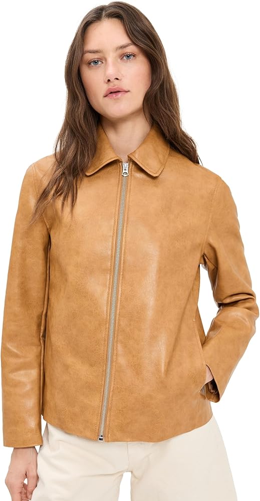 rag & bone Women's Jordie Faux Leather Jacket, Camel, Tan, XL at