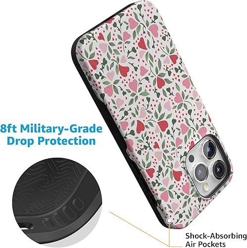 Vista 611 de Casely Funda para iPhone 15 Pro Max Jardín Secreto Flores mixtas Funda atrevida Compatible con MagSafe y botón de acción Secret Garden