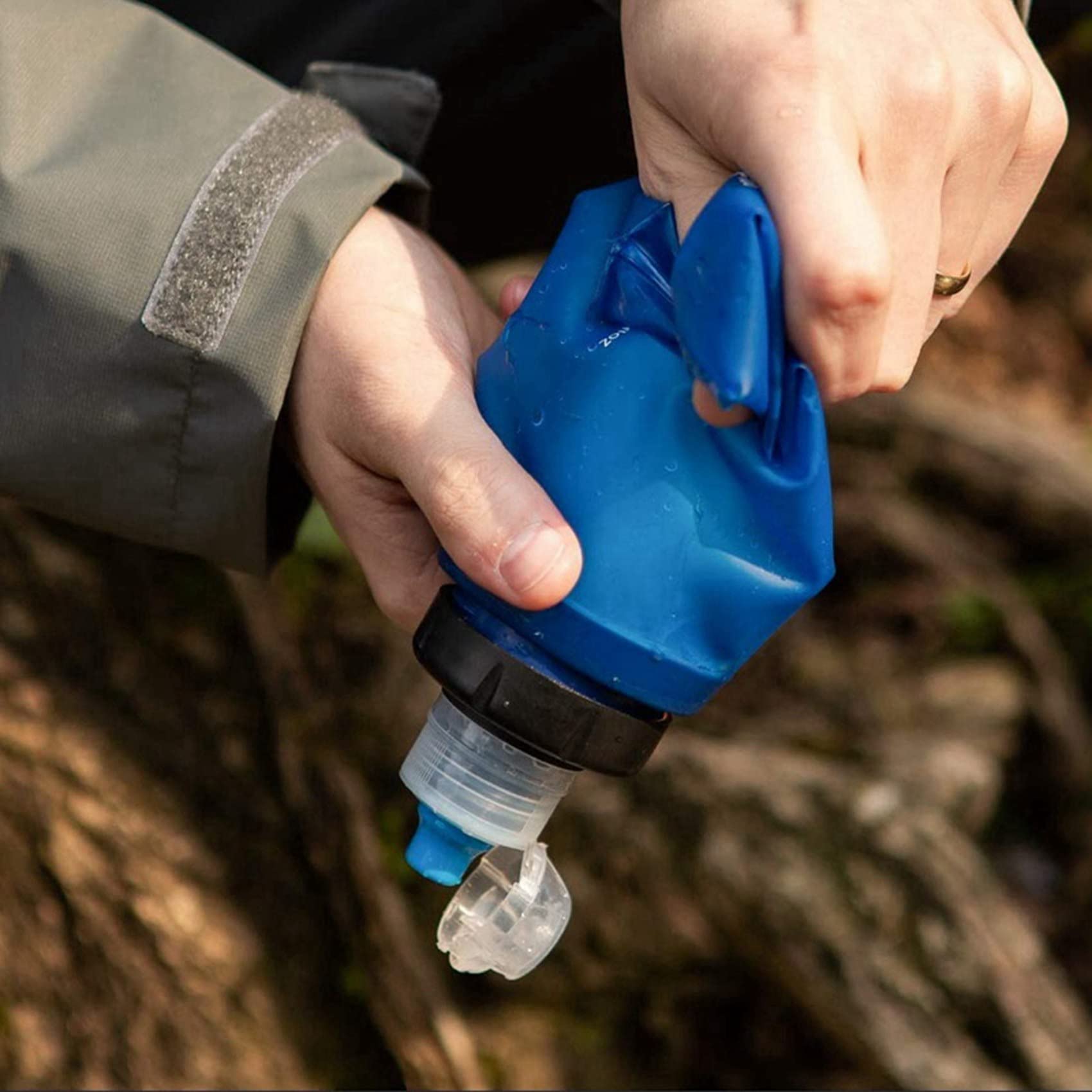3 Pezzi 500 ML Filtro Bottiglia Filtro Paglia Morbido Pieghevole Sacchetto Filtrato Outdoor per Sport Campeggio Escursionismo Ciclismo