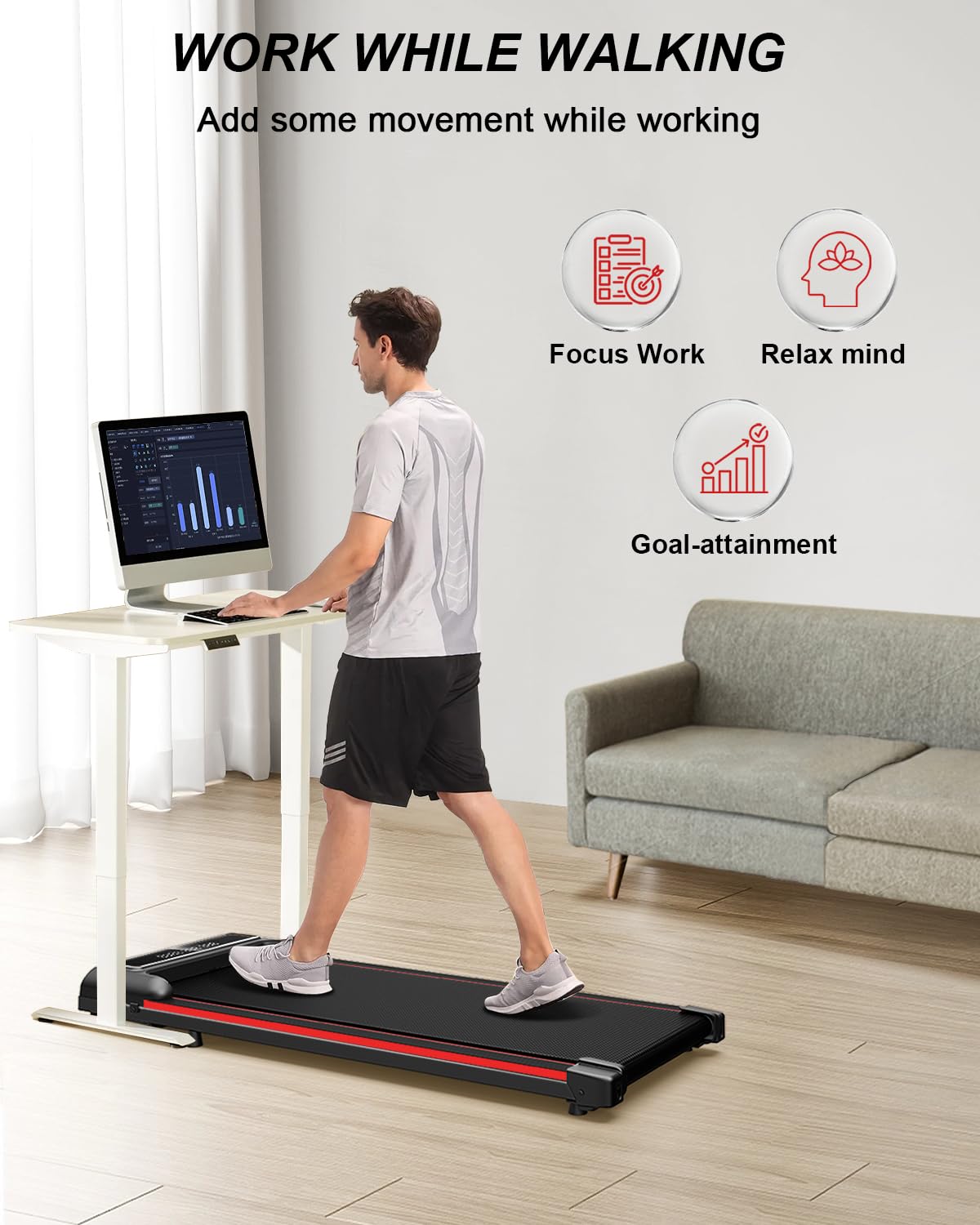 AKSO Foldable Walking Pad Treadmill Under Desk for Home Office