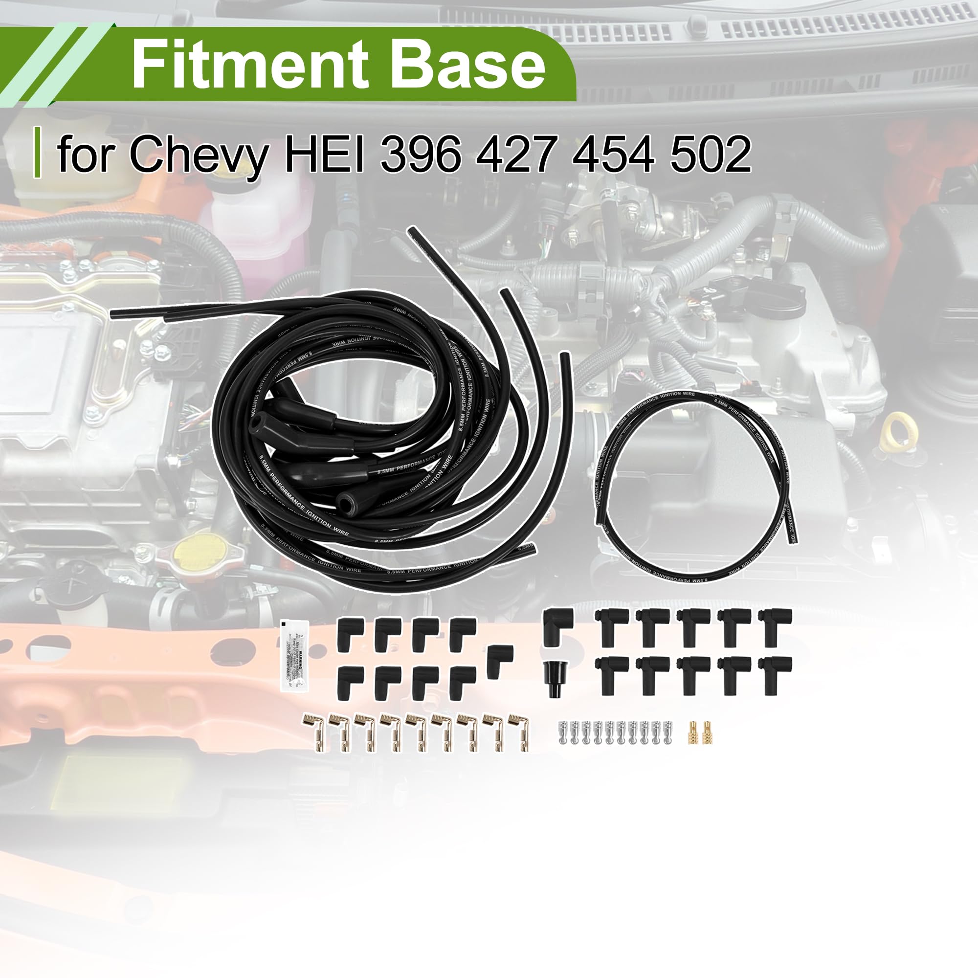 Cavi Candele per Chevy Big Block HEI 396 427 454 502 Nero 8mm Bobina di Accensione Cavo 1 Set