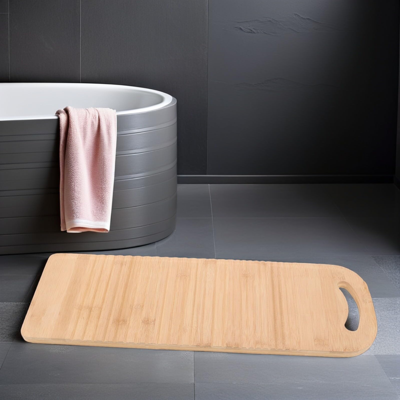 Planche à Laver Portable Bambou Antidérapante Planche à Laver Manuelle Ergonomique pour Nettoyage des Vêtements Outil de Lavage à Main Pratique et Léger pour Maison
