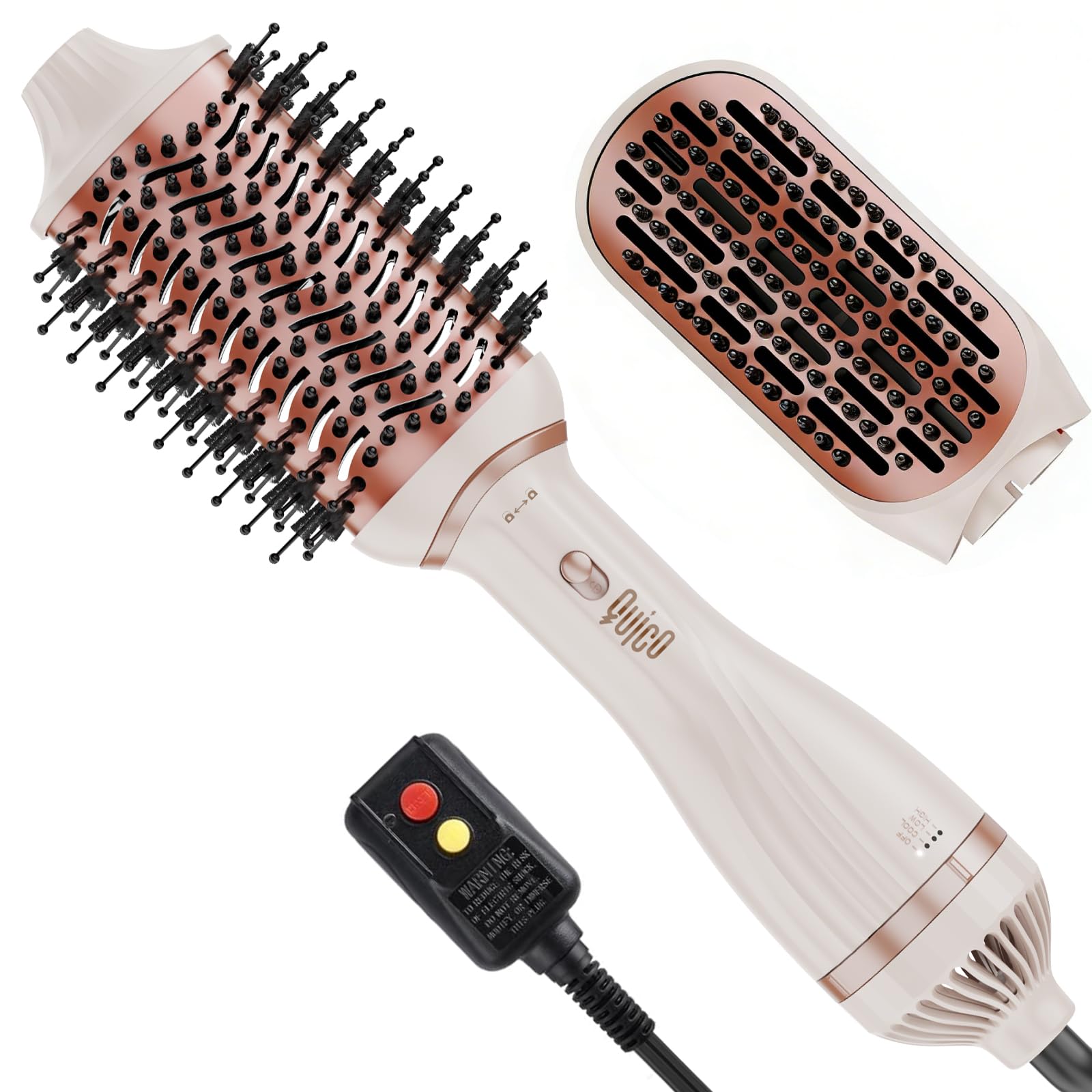 Hair Dryer Brush, Quico 4-in-1 One-Step Ionic Oval&Flat Brush Hot Air Brush