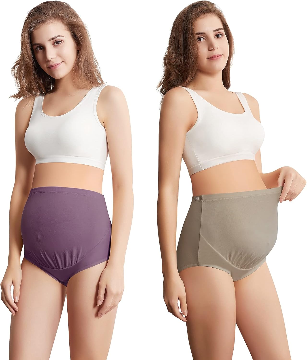 Mama Cotton Women's Over The Bump Maternity Panties High Waist Full Coverage Pregnancy Underwear Multi-Pack (S-4XL) - Image 5