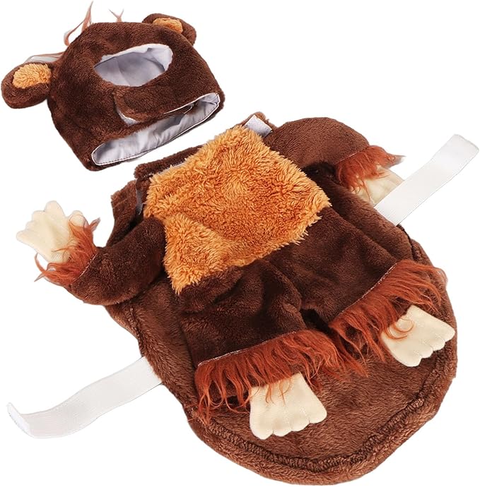 Disfraz de Halloween para perro pequeño, mono divertido, abrigo de peluche miniatura 9