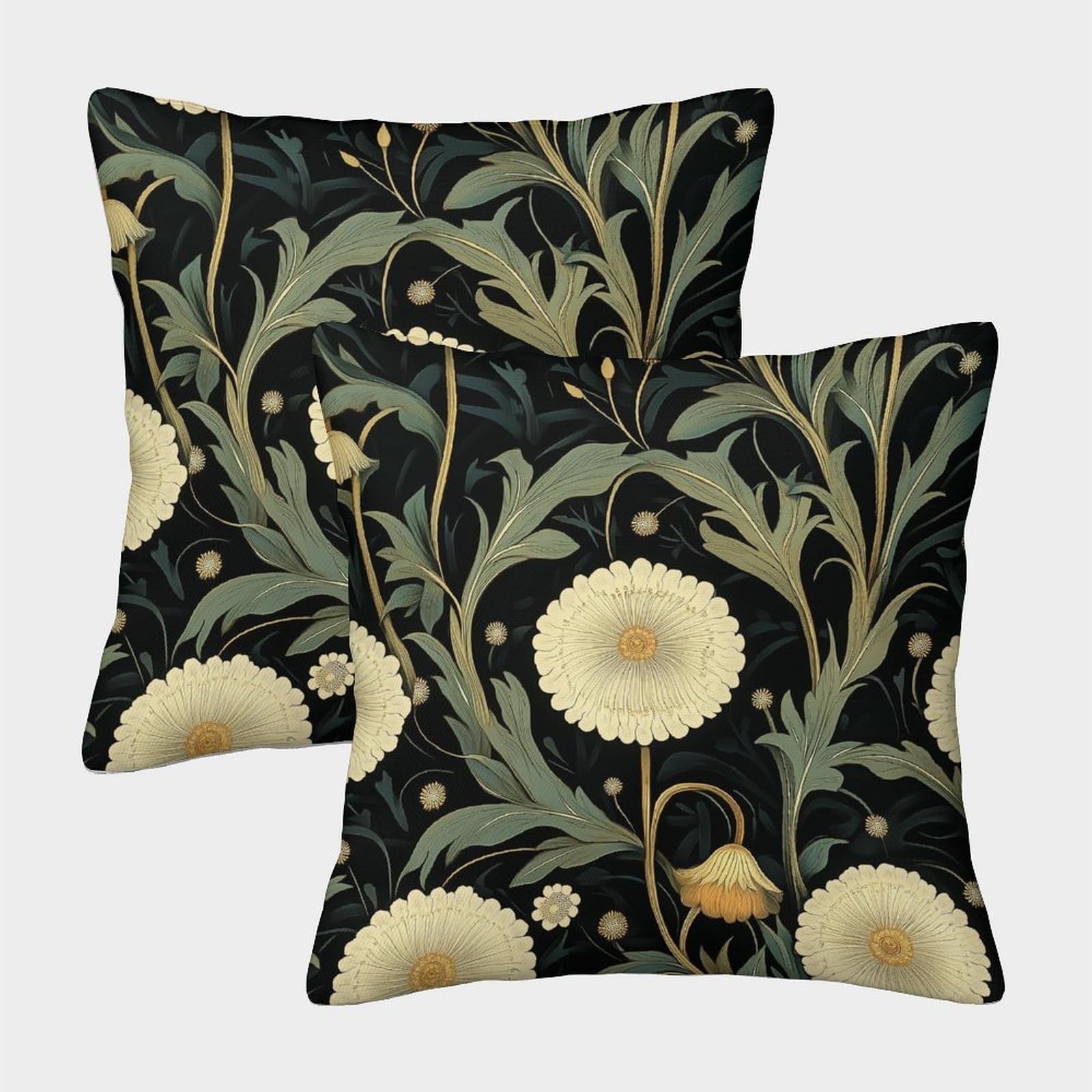 kaiyun 2 Pack Art Nouveau Dandelions Square Pillow Cover Cushion Cover 45x45cm Suitable for Sofa Bed Chair,3D Flowers And Plants Pattern