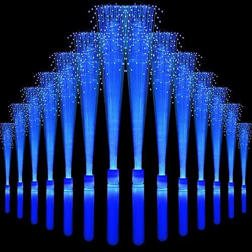 Paquete de 24 varillas luminosas blancas de fibra óptica a granel con 3 modelos intermitentes para regalos de fiesta del 4 de julio, cumpleaños,