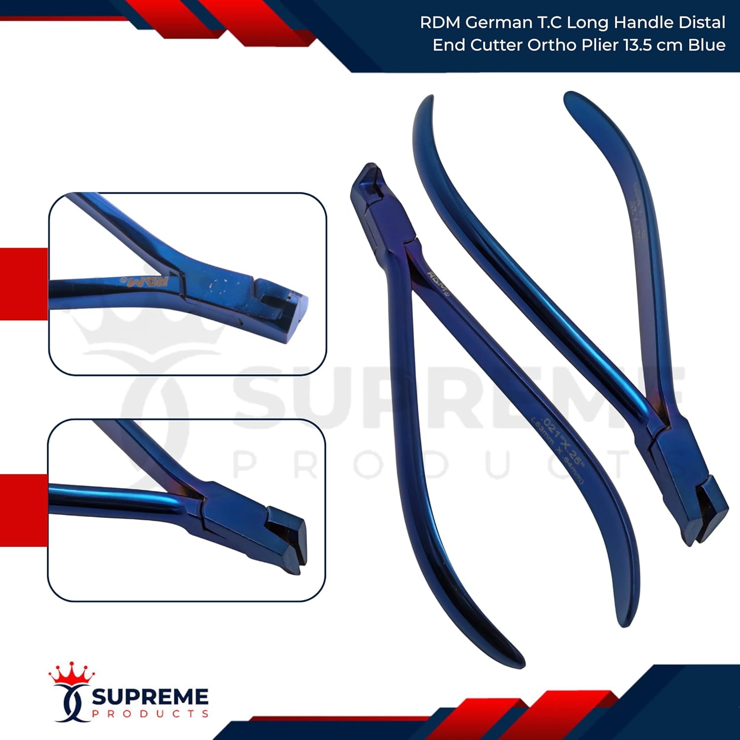 RDM Long handle distal end cutter german tungsten carbide (TC) with safety hold cut hard and soft wire orthodontic instrument