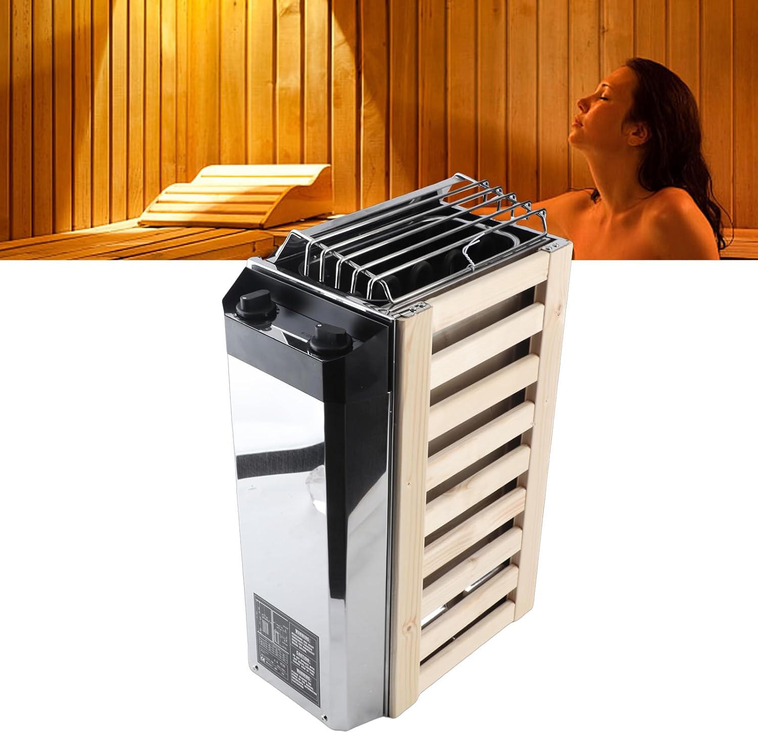 Sauna Heater, 3.6KW 110V Internal Control Temperature Adjustable Stainless Steel Electric Sauna Stove, High Heating Efficiency Electric Sauna Heater for Home Hotel Use