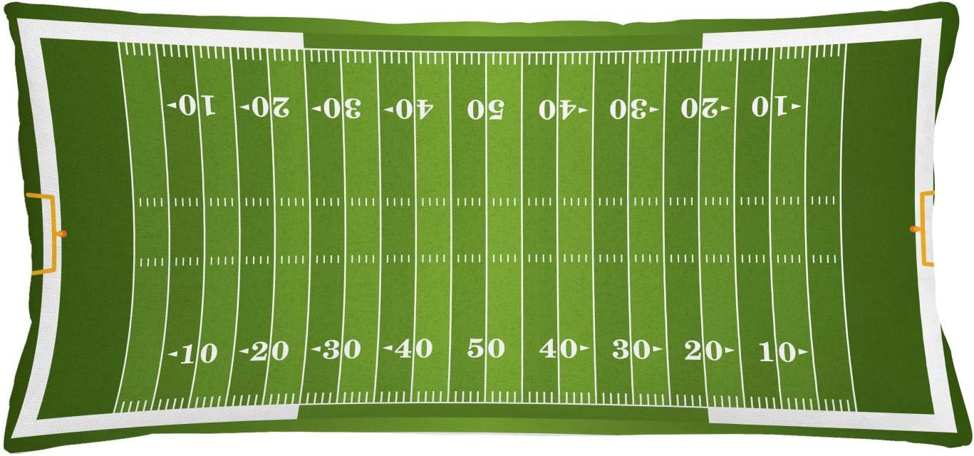 Lunarable Football Throw Pillow Cushion Cover, Sports Field in Green Gridiron Yard Competitive Games College Teamwork Print, Decorative Square Accent Pillow Case, 36" X 16", White and Green 36" x 16" Green White