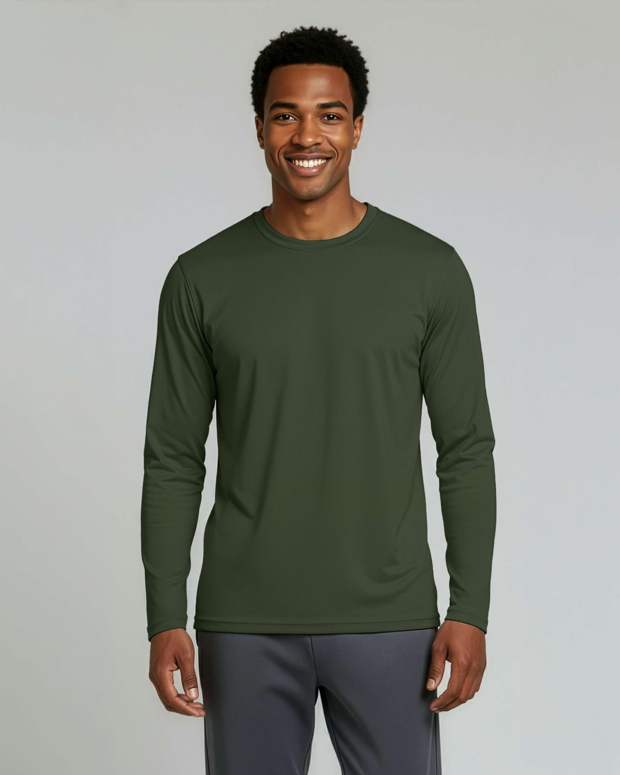 Real Essentials Paquete de 3 y 5: Camiseta de Manga Larga atlética de Malla de Secado rápido para Hombre UPF SPF UV Sun (Disponible en Tallas Grandes y Altas), Paquete de 5: Juego 6, Large