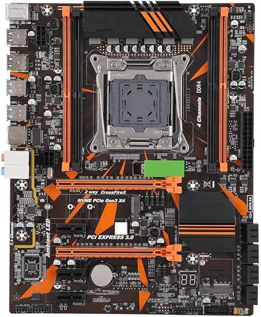Tosuny Desktop Motherboard for Intel X99, CPU Slot for I7 E5 LGA2011-3 4* DDR4 2133/2400/2800 Mhz Memory, 8 SATA2.0/1*SSD_M.2/2*PCI-E 16X interface PC Motherboard