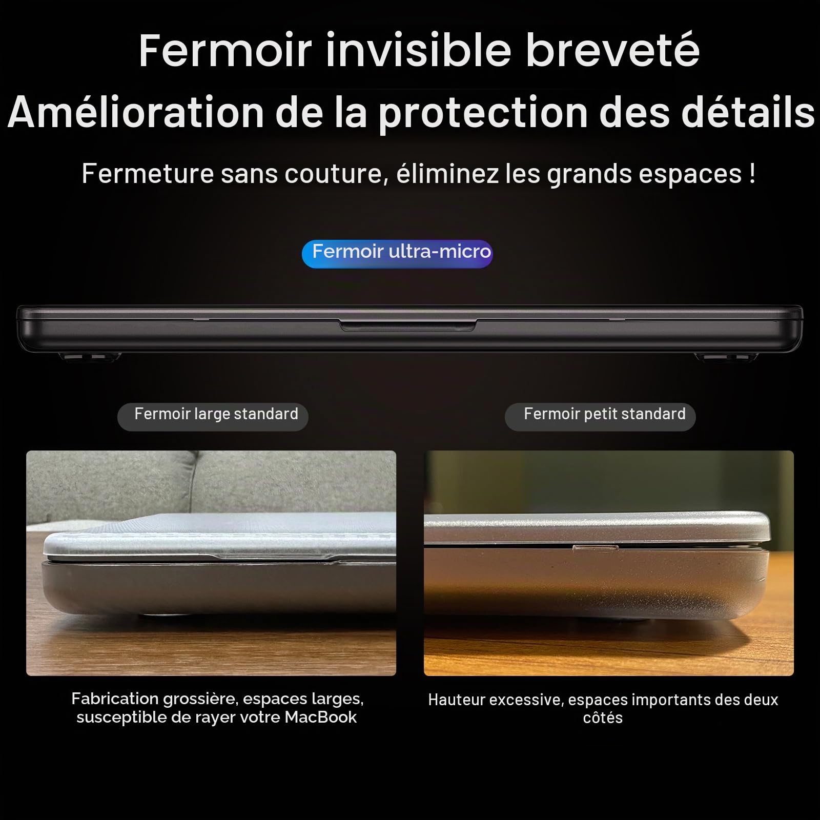 Soonjet Coque pour MacBook Pro 16" M4 2024-2021 M3 M2 M1 Pro/Max Coque de Protection Rigide pour Ordinateur Portable A3403 A3186 A2991 A2780 A2485 – Noir Spatial Transparent