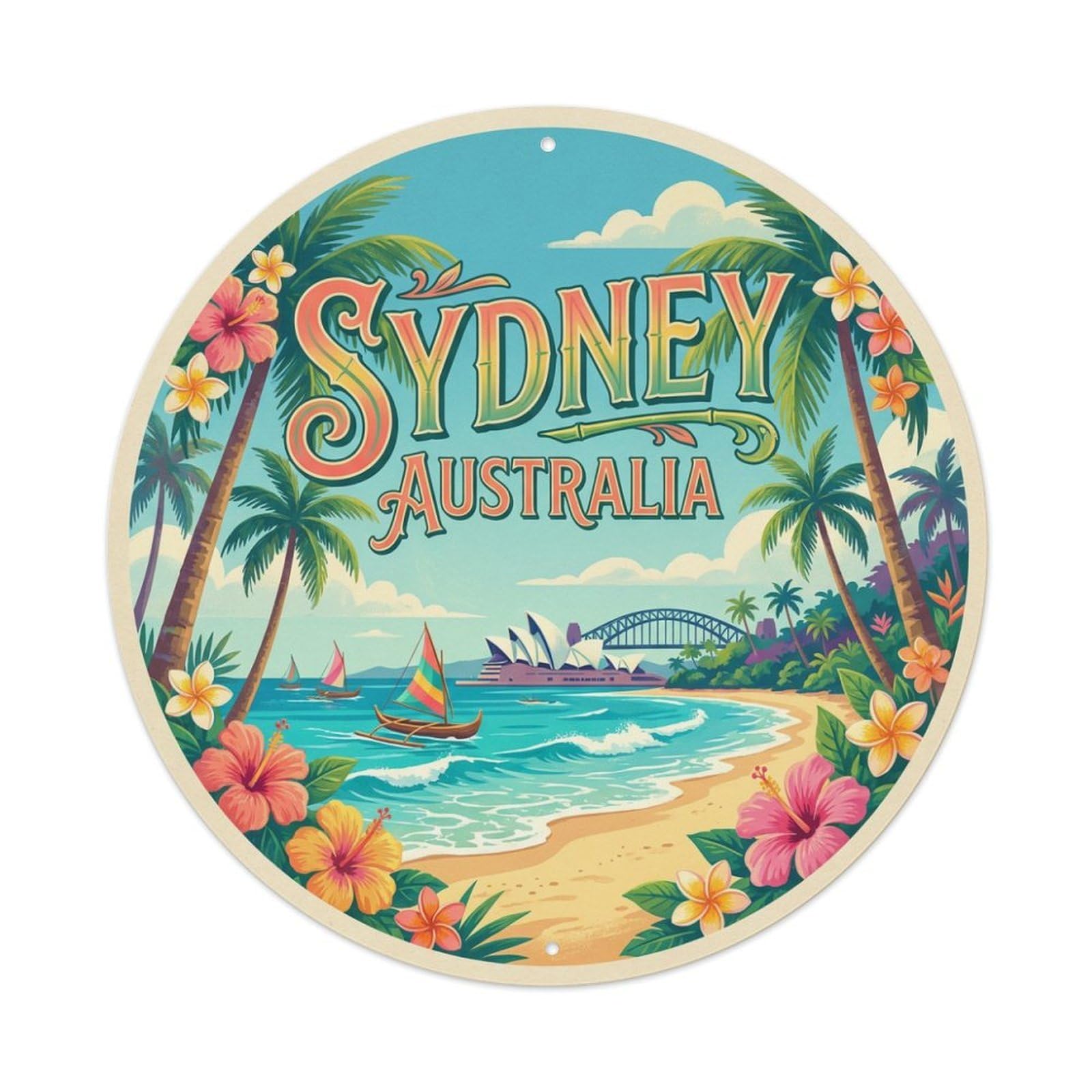 Vintage Travel Sydney Australia Wonder Metal Tin Sign