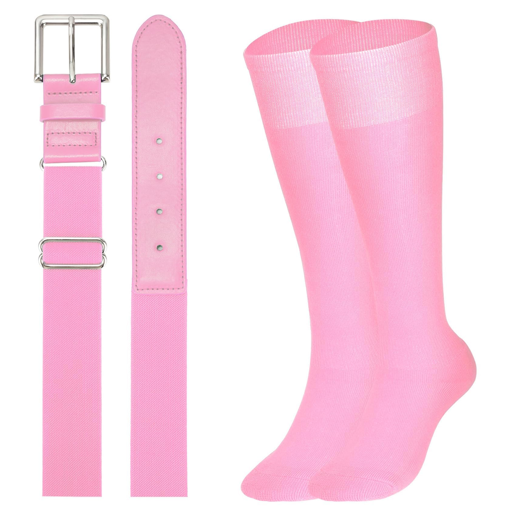 XZQTIVE Baseball Softball Socks and Baseball Softball Belt Combo Set Knee-High Soccer Socks for Kids Youth Adult