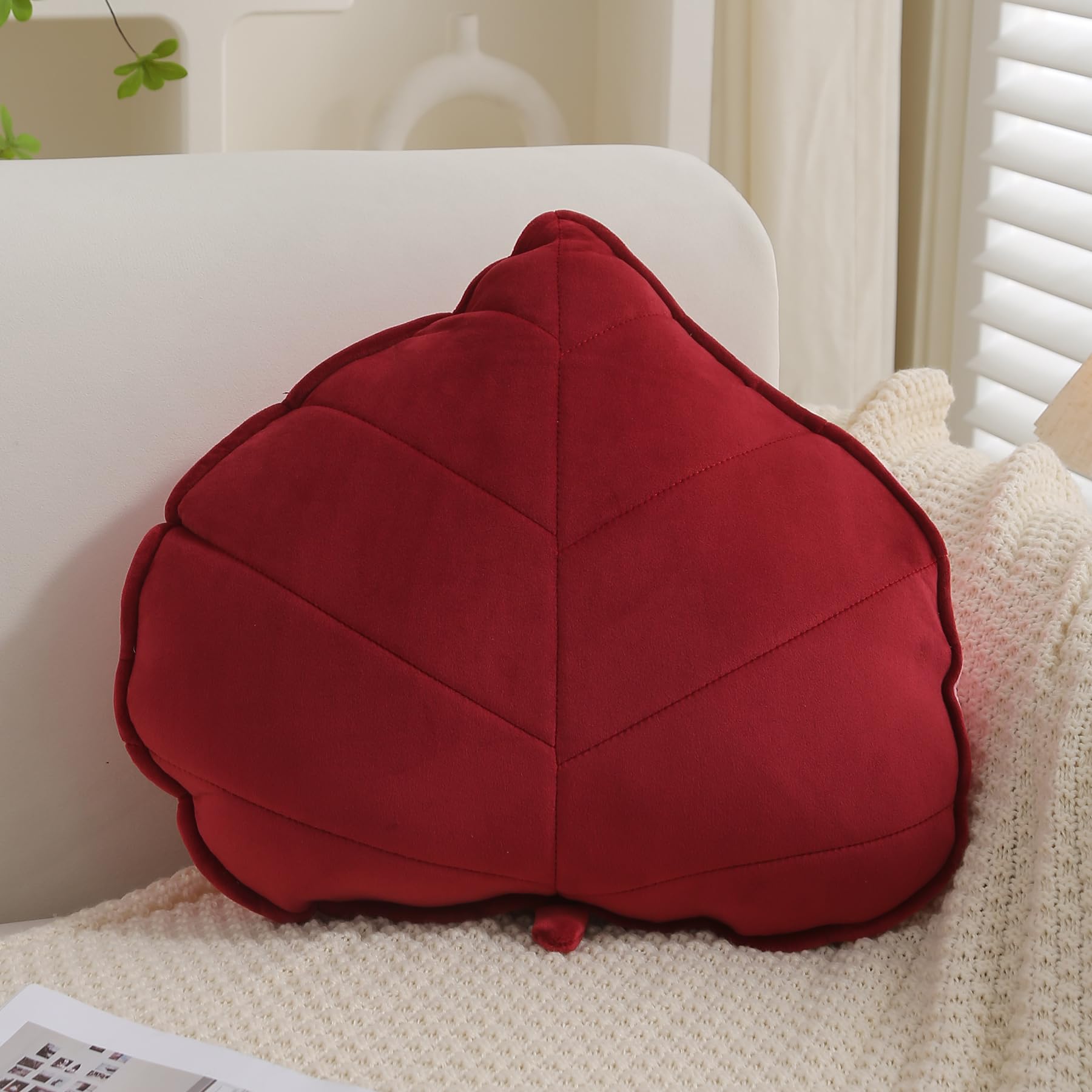 Elero - Almohada de felpa en forma de hoja en 3D, cojín para plantas, decoración del hogar, para coche, dormitorio, sofá, sala de estar