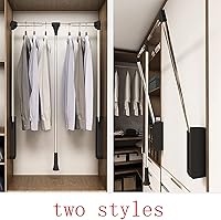 Vista 6 de Pull Down Closet Rod Wardrobe Lift Aluminum Pull Down Closet Rod, Adjustable 47-60 Inch Closet Lift Rail Organizer Storage System Clothes Wardrobe