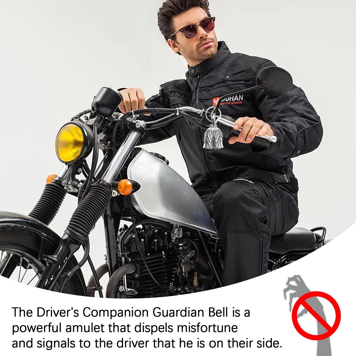 XNZMYN 2 Piezas Llavero Moto Campana Guardiana | Personalizado | Anillo Colgante | Motocicletas, Vehículos Eléctricos, Bicicletas, Coches | Amuleto de Protección y Buena Suerte (Plata) — view 5