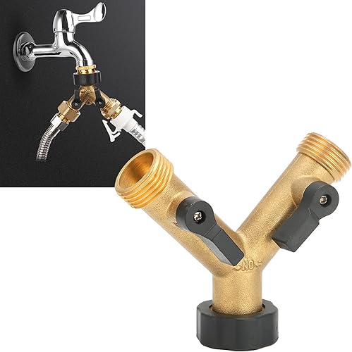 Miniatura 5 de plplaaoo Divisor de manguera de jardín de latón, divisor de manguera, divisor de manguera de 2 vías, conector de manguera de rosca hembra G3/4,