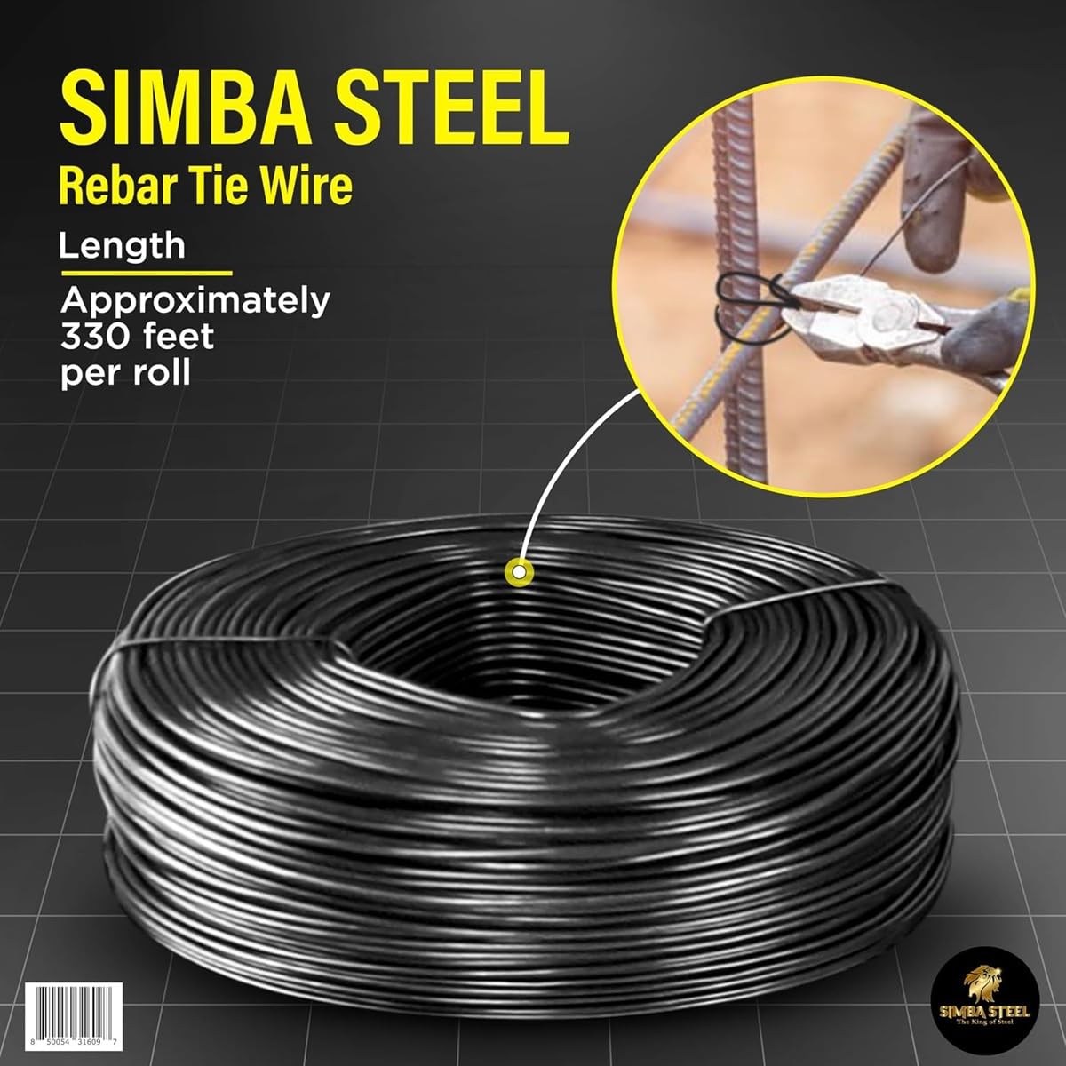 2 x Rebar Tie Wire 16 Gauge, Black, 2 Rolls | Annealed Steel, 3.5 lb Per Roll, (330–340 ft) Per Roll, Soft & Flexible, Durable for Construction, Strong Rebar Tying (2 Rolls)