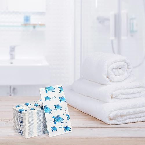 Miniatura 6 de Toallas de mano desechables de tortuga, servilletas de papel para baño, invitados, toallas suaves decorativas, suministros de fiesta de océano,