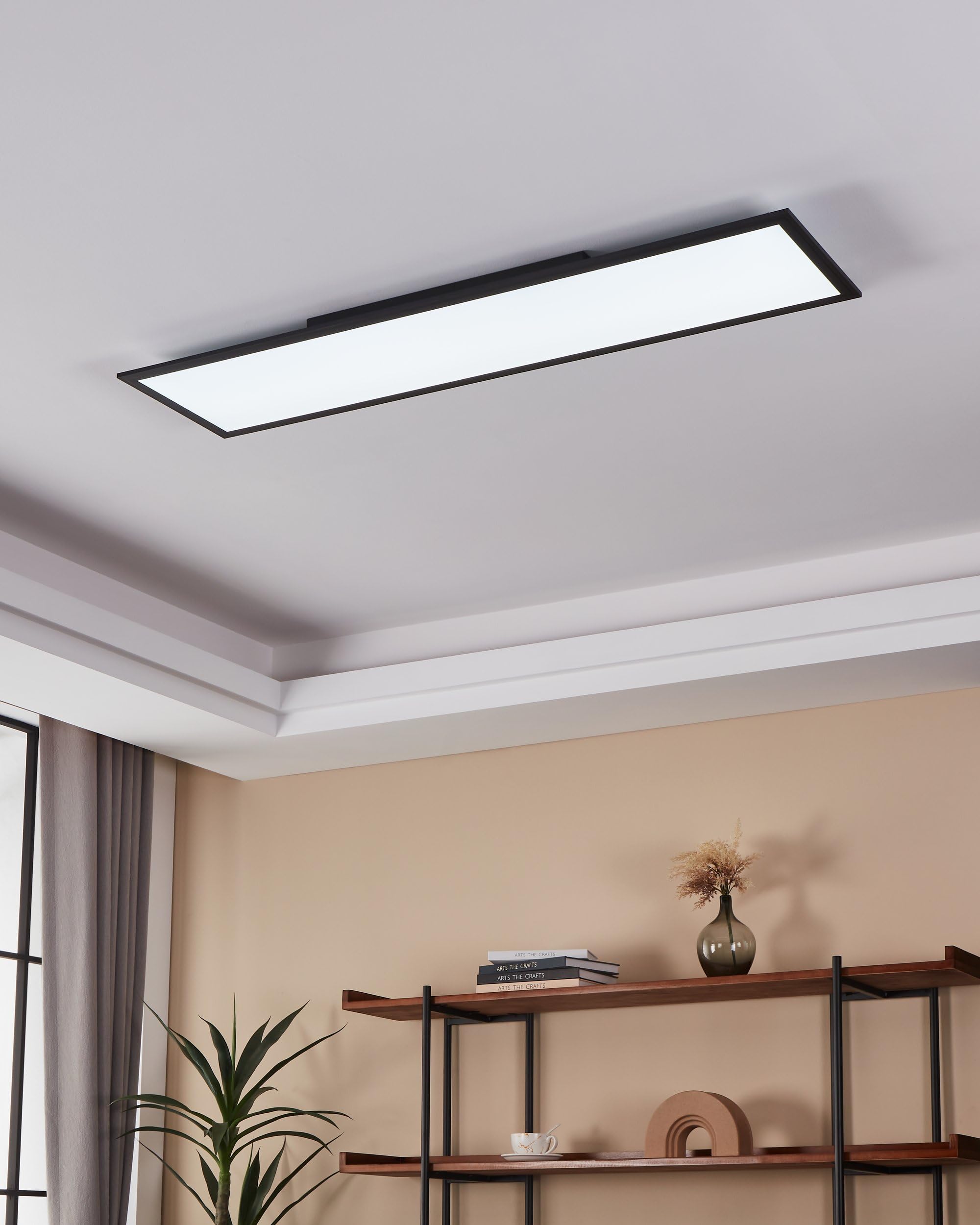 Eglo connect.z Smart Home Led pannello Salobrena-Z, L x L 120 x | 30 cm, ZigBee, app e controllo vocale, colore della luce regolabile, dimmerabile, lampada da soffitto in alluminio nero