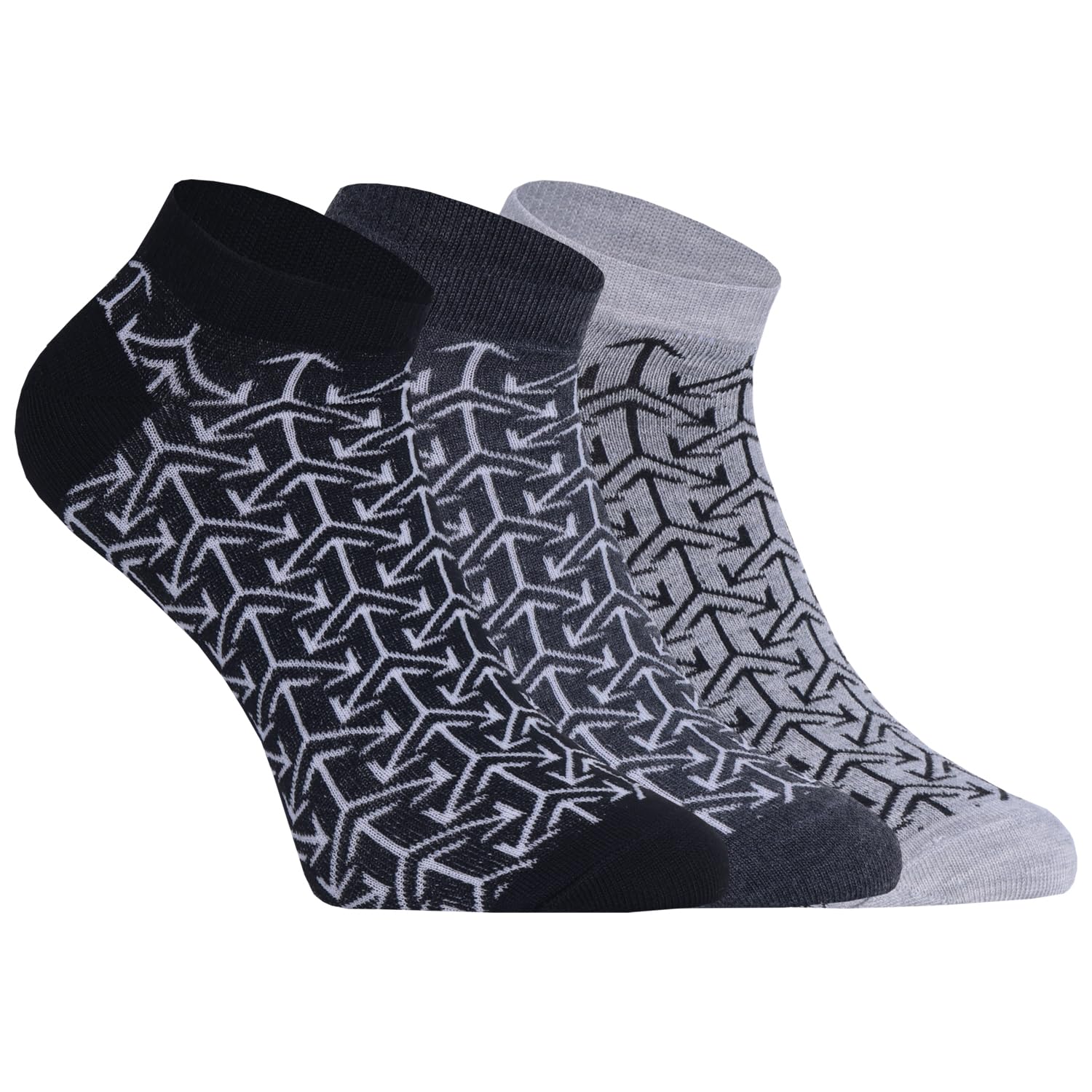 usoxo Men's Stylish Printed Ankle Length Socks I Made with Durable, Breathable Combed Cotton Arrow Design I Odour Free & Anti-bacterial I Comfortable Free Size Sock for Office Home Daily Use - 3 Pair-picture-34