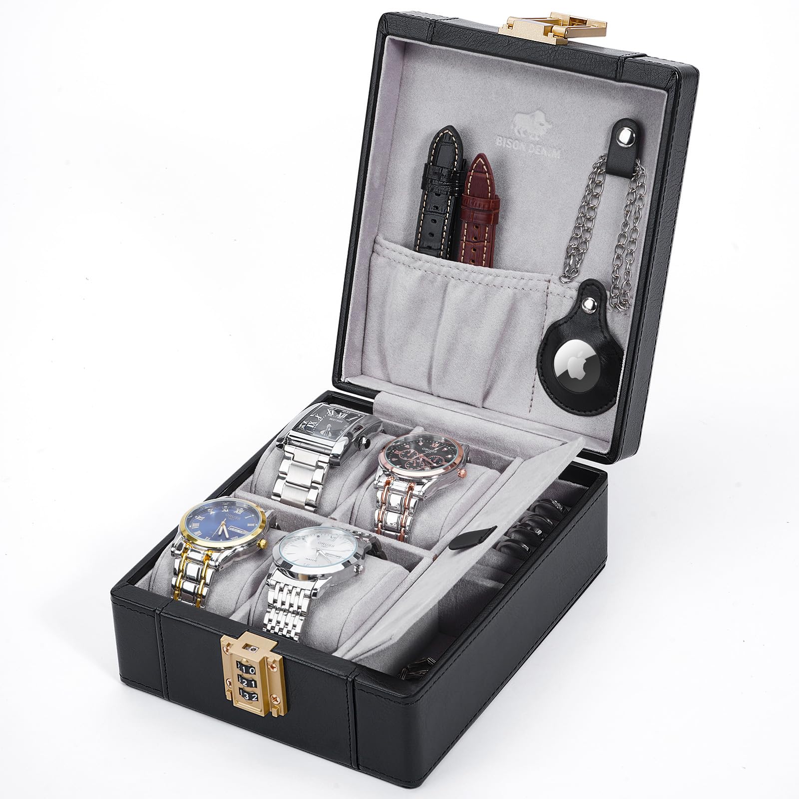 Amazon.com: BISON DENIM Watch Box, 4 Watch Travel Case with