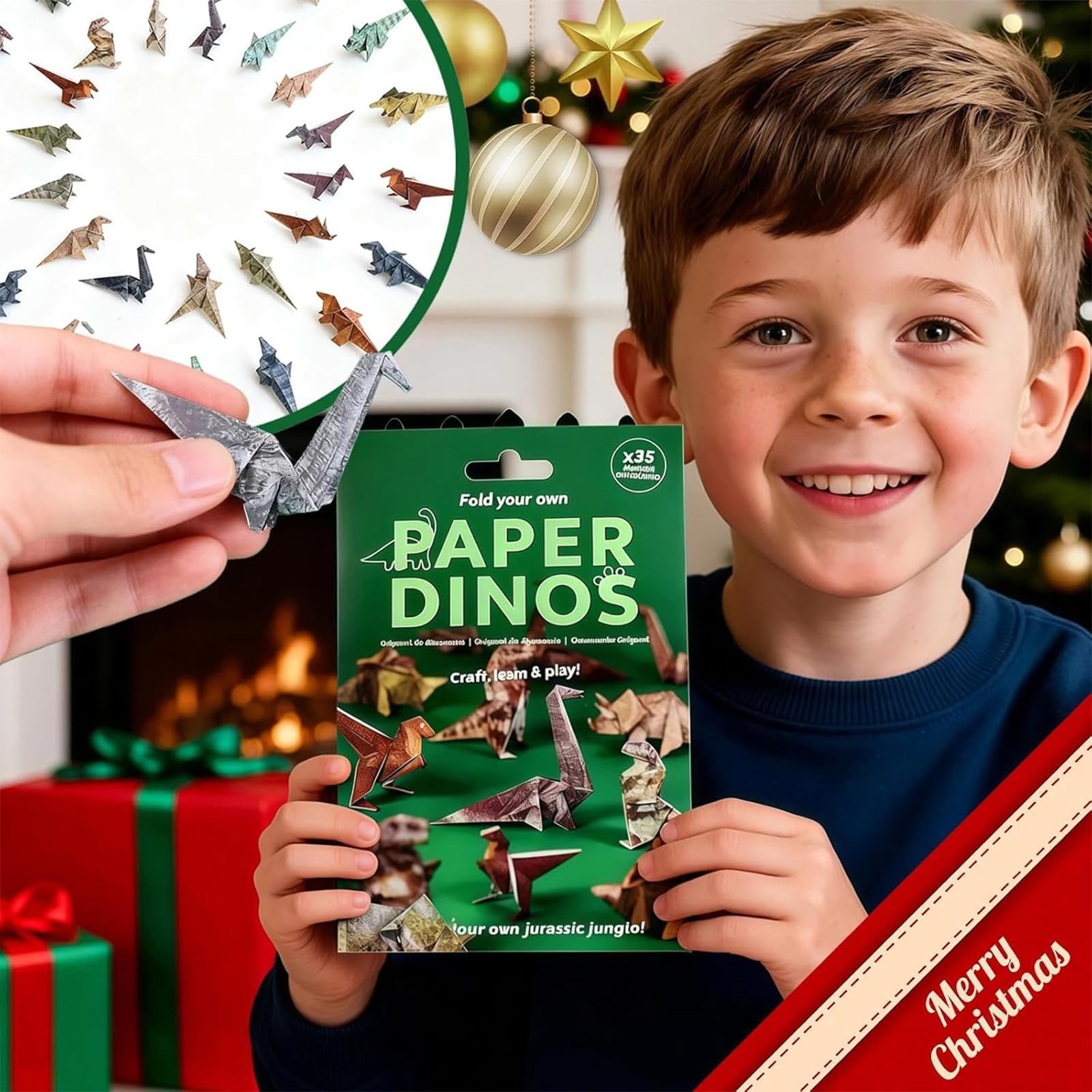 Kilibili 3D Dinosaur Origami Kit, 35PCS DIY Paper Craft for Kids Creative Animal Activity for Boys & Girls - Image 2