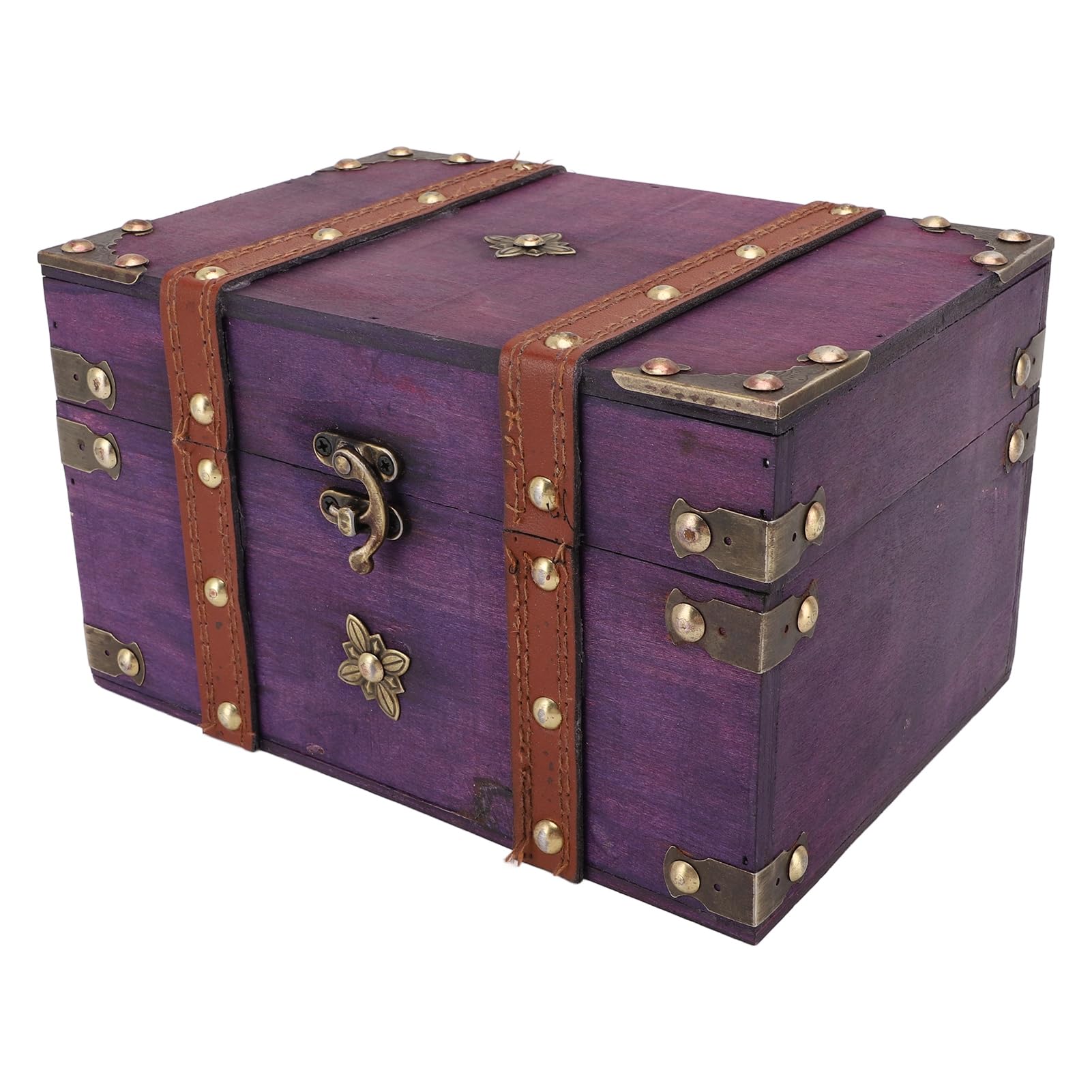 Boîte de rangement en bois violet de qualité avec pièces en alliage