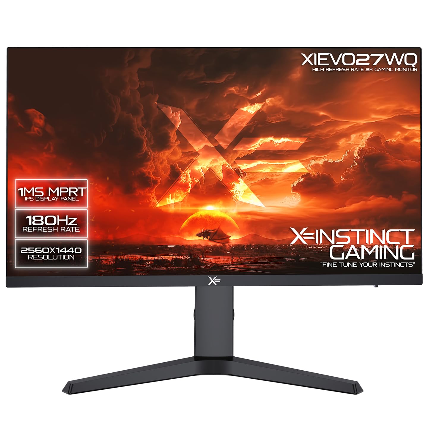 𝗫= 27 Inch Gaming Monitor • QHD 2560 x 1440p • 180Hz • 1ms MPRT • IPS Panel • G-Sync/FreeSync • HDR10, HDMI 2.0, DisplayPort 1.4 • Tilt/Height Adjustable • Vesa Mountable • (XIEVO27WQ | Black)