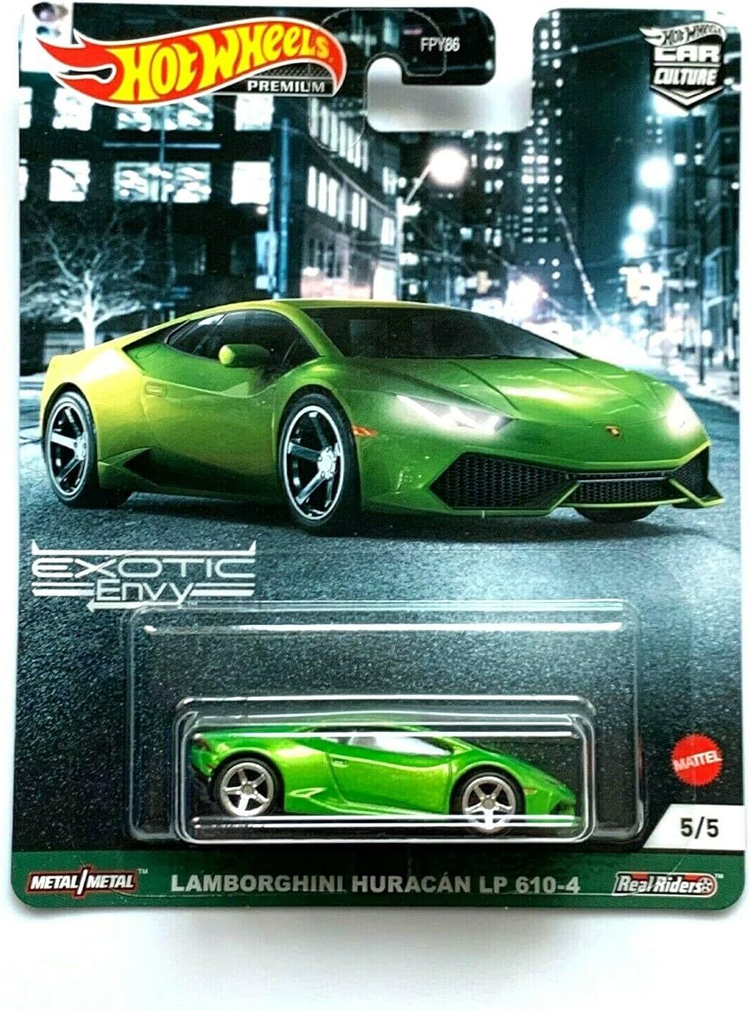 Metal Hotwheels Premium Car Culture Lamborghin Huracan LP 610-4 [Green] - Exotic Envy 5/5 for Unisex Children