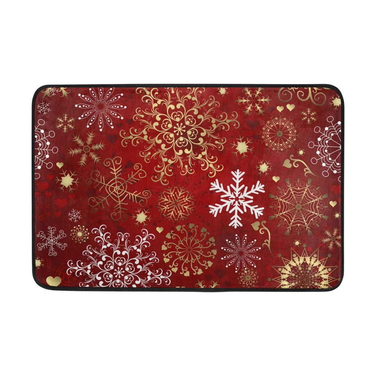 Baofu Christmas Snowflake Doormats Floor Mat Lightweight Non-Slip Area Rugs Entrance Front Plaid Funny Colorful Door Rug Pad Xmas Decorative for Indoor Garden Kitchen Bedroom 23.6" x15.7"