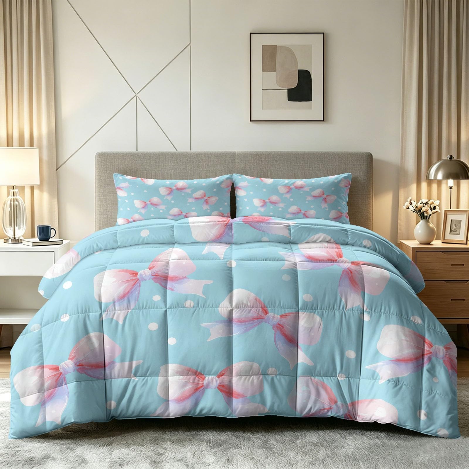 Couette 4 saisons 240x260 cm réversible style japonais avec taies d'oreiller