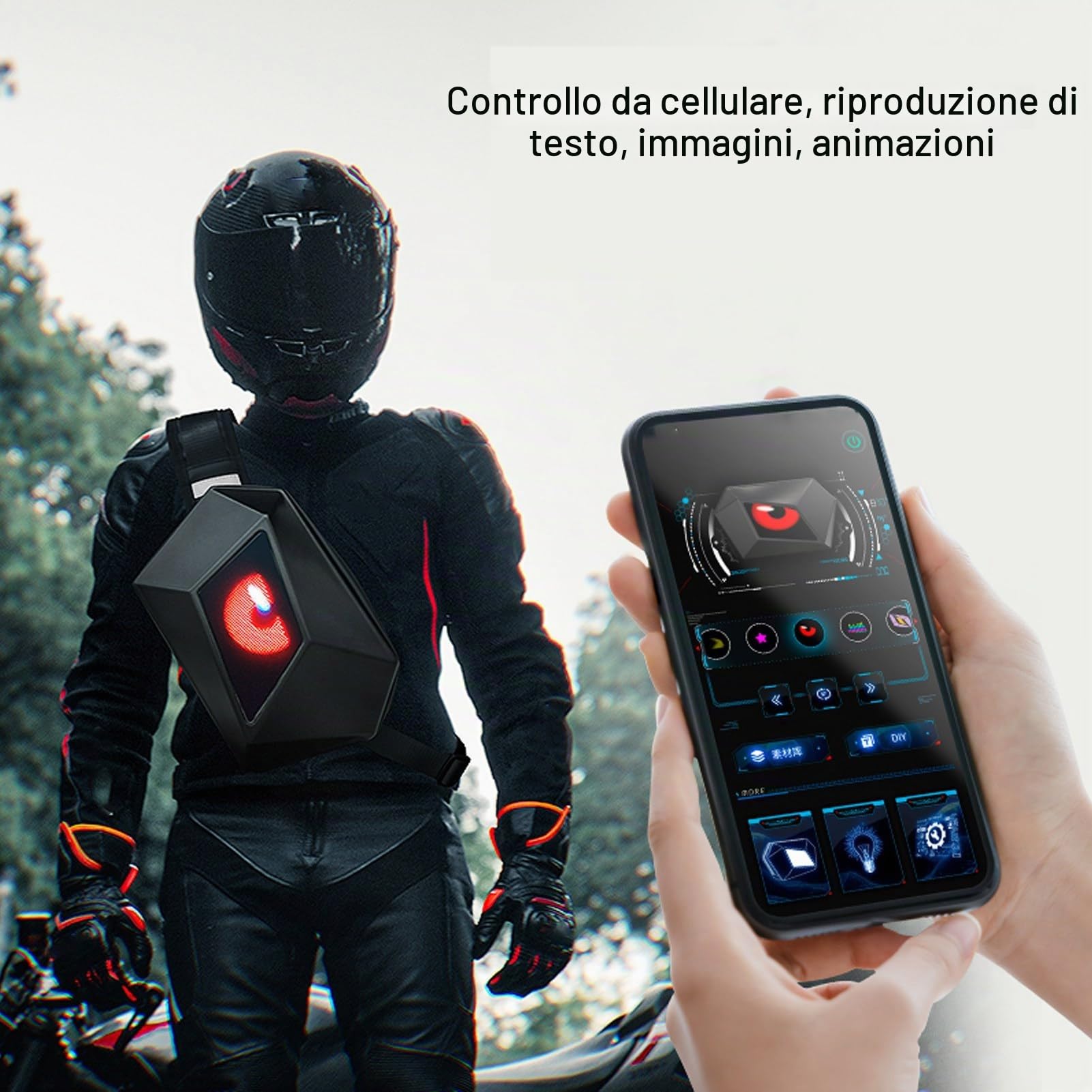 Akozon Zaino con Display a LED con Controllo APP Tracolla Regolabile Impermeabile Zaino LED USB Smart Zaino da Viaggio LED Borsa da Viaggio Universale 5V