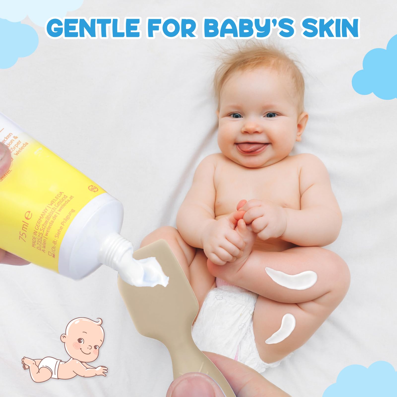 Paquete de 4 espátulas de crema para pañales de bebé, aplicador de crema de pañales para crema de pañales de pasta de glúteos, artículos esenciales para bebés recién nacidos, regalos de baby