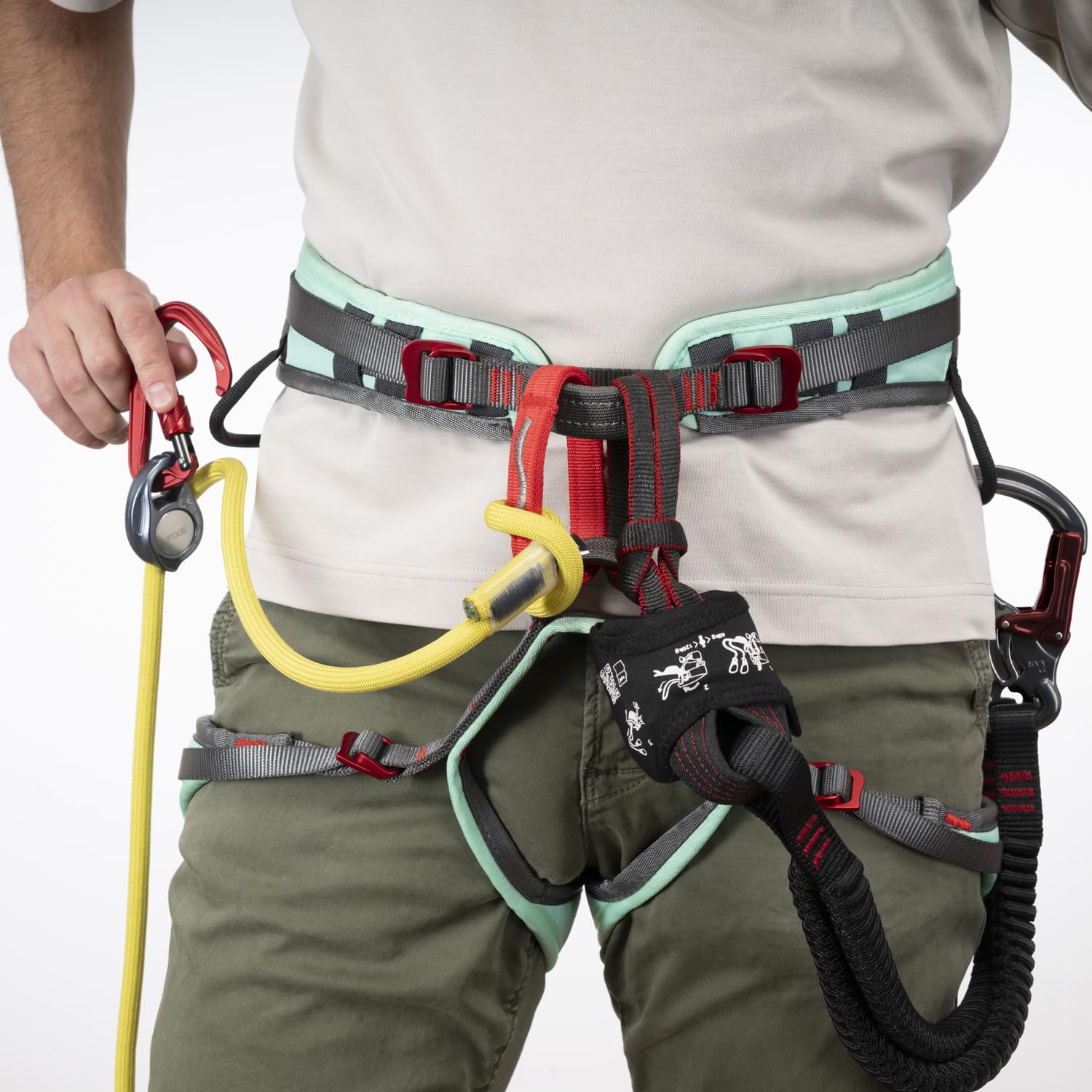 FIXE - Via Ferrata Ferratum Cinchless, sistema brevettato senza strangolare, design compatto e leggero, braccia estensibili PES, moschettoni a doppia chiusura, EN958:2024