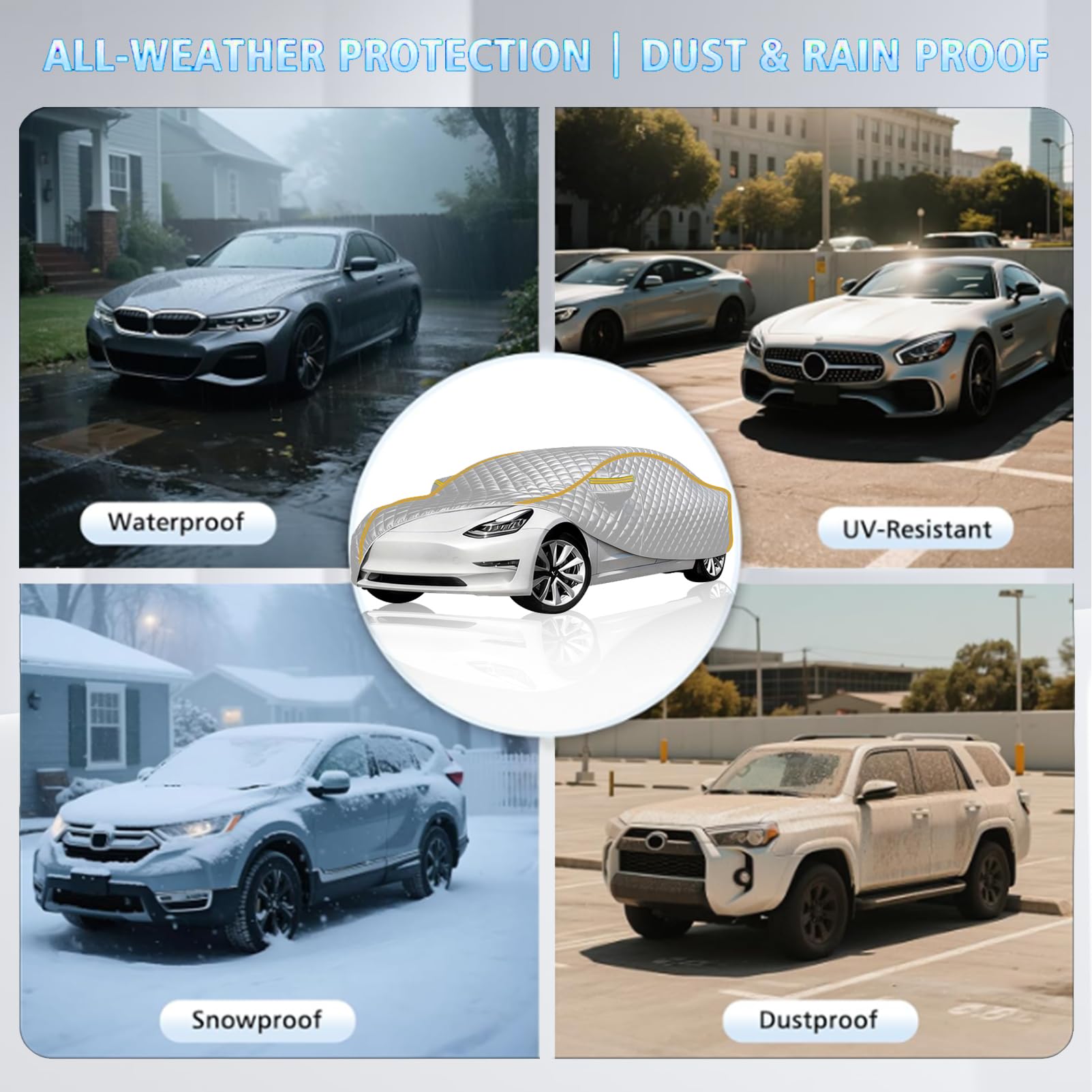 Telo Copriauto Antigrandine per Kia Sportage (2023-2026), Versione Extra‑Spessa 5 Strati, Protezione Totale da Grandine, Neve, UV e Graffi, con Cerniera e Cinghie Antivento Bn5